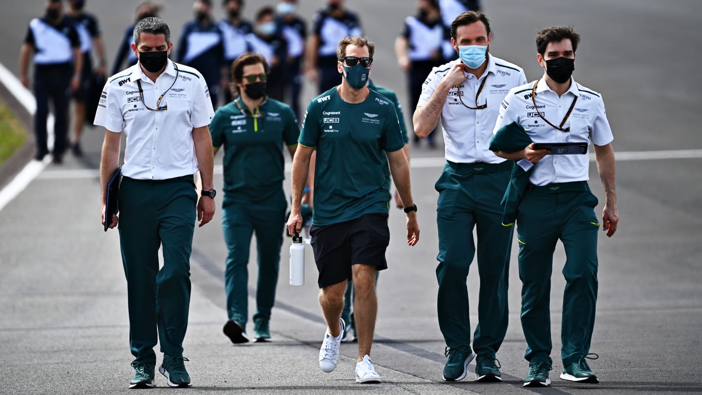 PORTIMAO, PORTUGAL - APRIL 29: Sebastian Vettel of Germany and Aston Martin F1 Team walks the track