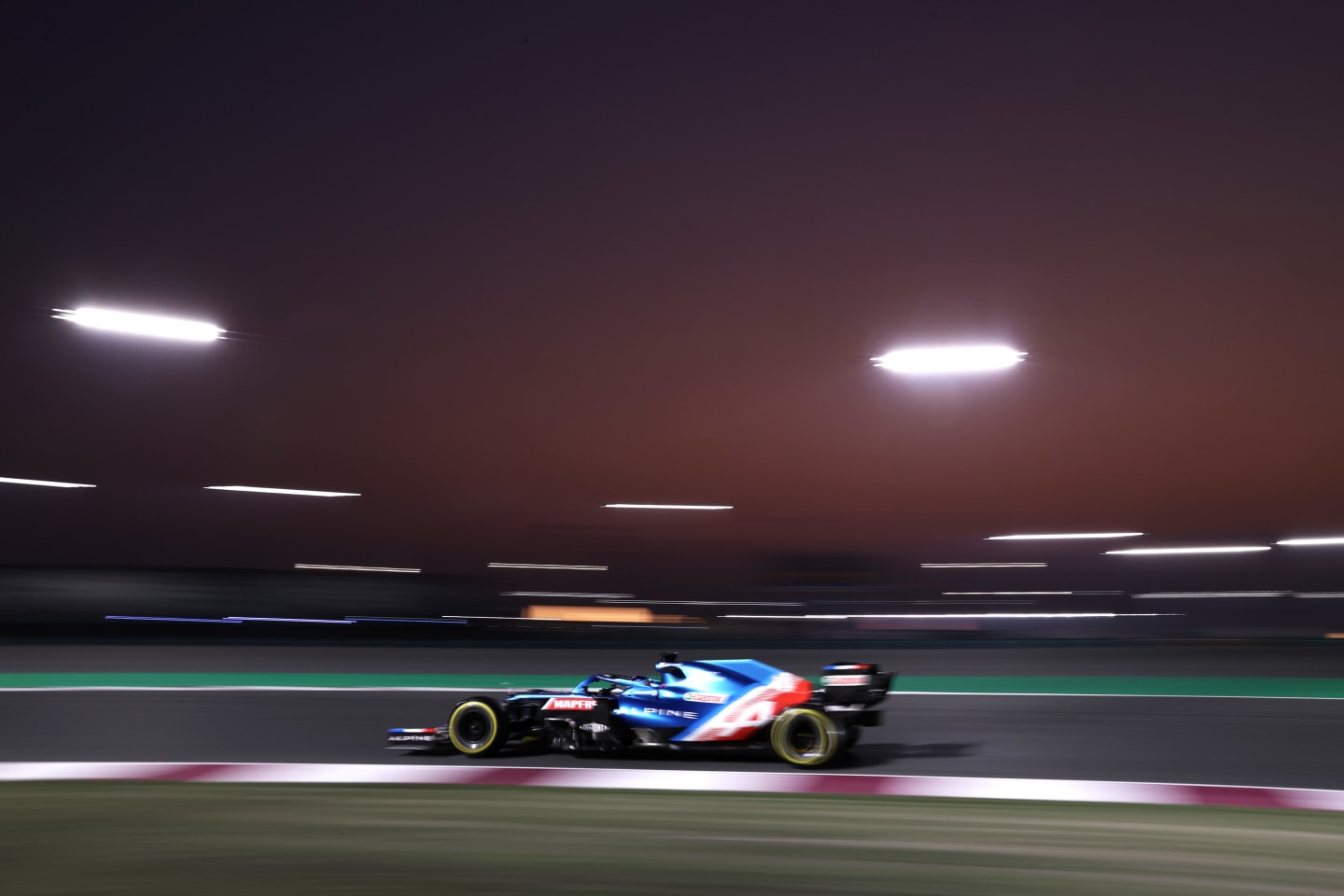 DOHA, QATAR - NOVEMBER 19: Fernando Alonso of Spain driving the (14) Alpine A521 Renault during