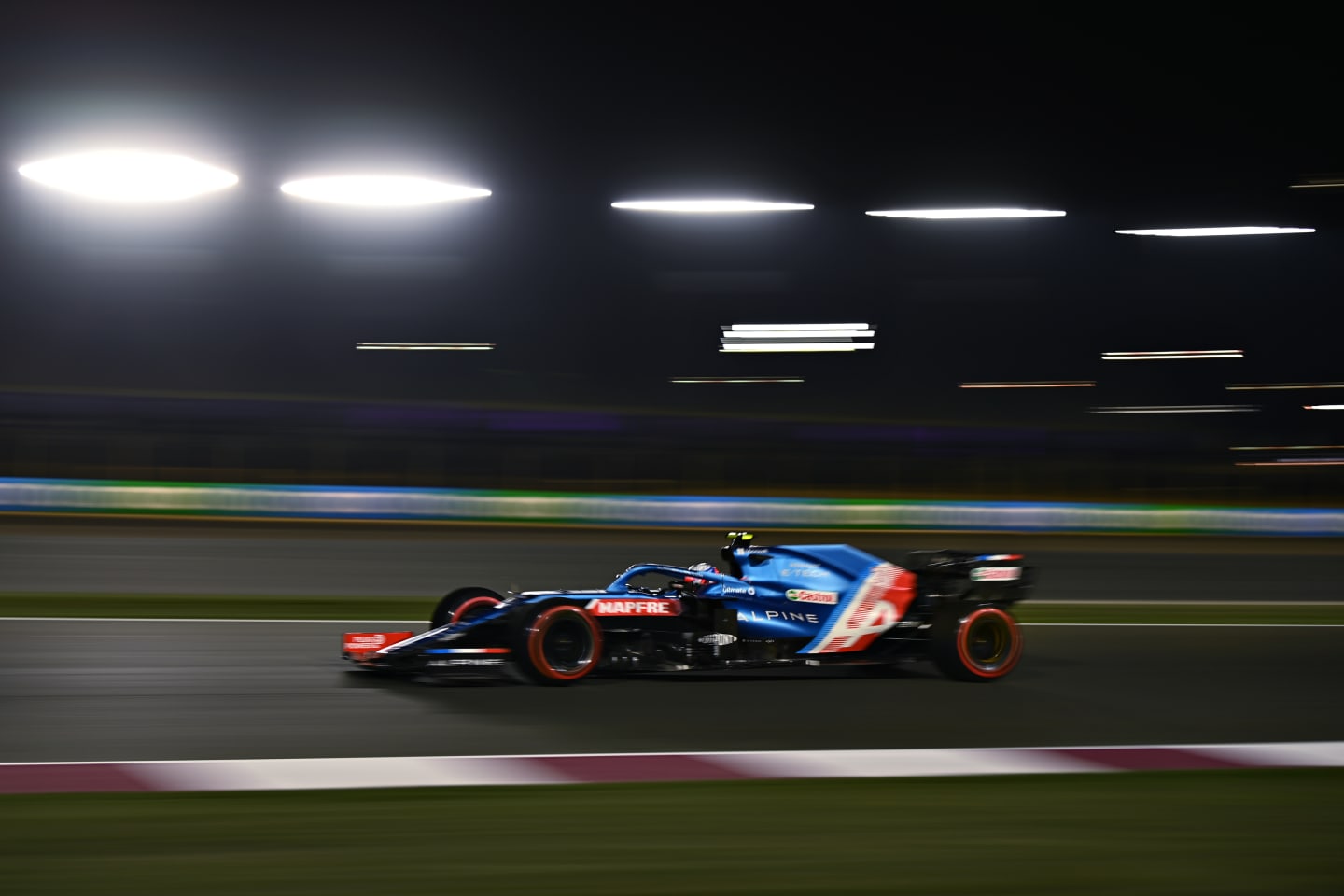 DOHA, QATAR - NOVEMBER 20: Esteban Ocon of France driving the (31) Alpine A521 Renault during qualifying ahead of the F1 Grand Prix of Qatar at Losail International Circuit on November 20, 2021 in Doha, Qatar. (Photo by Clive Mason/Getty Images)