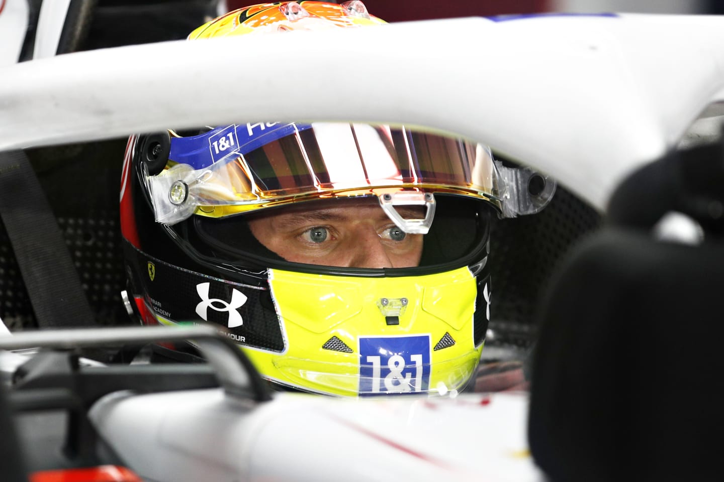 DOHA, QATAR - NOVEMBER 20: Mick Schumacher of Germany and Haas F1 prepares to drive in the garage during qualifying ahead of the F1 Grand Prix of Qatar at Losail International Circuit on November 20, 2021 in Doha, Qatar. (Photo by Hamad I Mohammed - Pool/Getty Images)