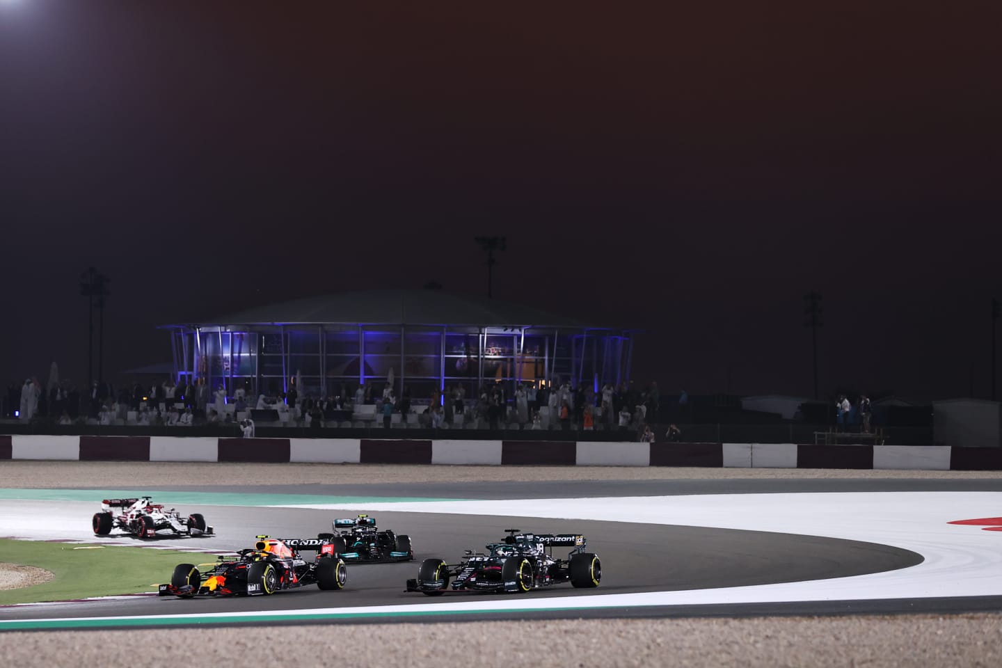 DOHA, QATAR - NOVEMBER 21: Sergio Perez of Mexico driving the (11) Red Bull Racing RB16B Honda