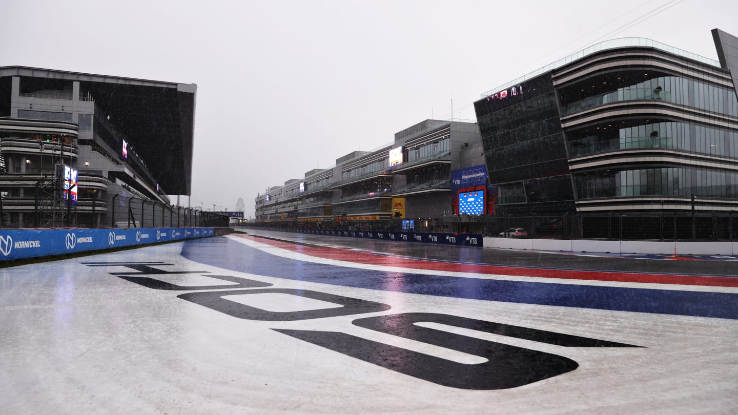 SOCHI, RUSSIA - SEPTEMBER 25: Heavy rain falls on track before final practice ahead of the F1 Grand