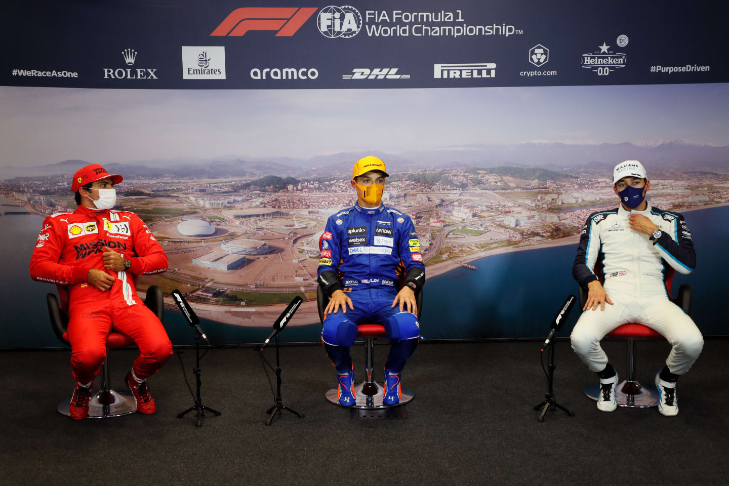 SOCHI, RUSSIA - SEPTEMBER 25: Pole position qualifier Lando Norris of Great Britain and McLaren F1,