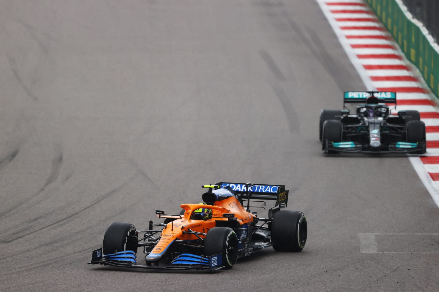 SOCHI, RUSSIA - SEPTEMBER 26: Lando Norris of Great Britain driving the (4) McLaren F1 Team MCL35M