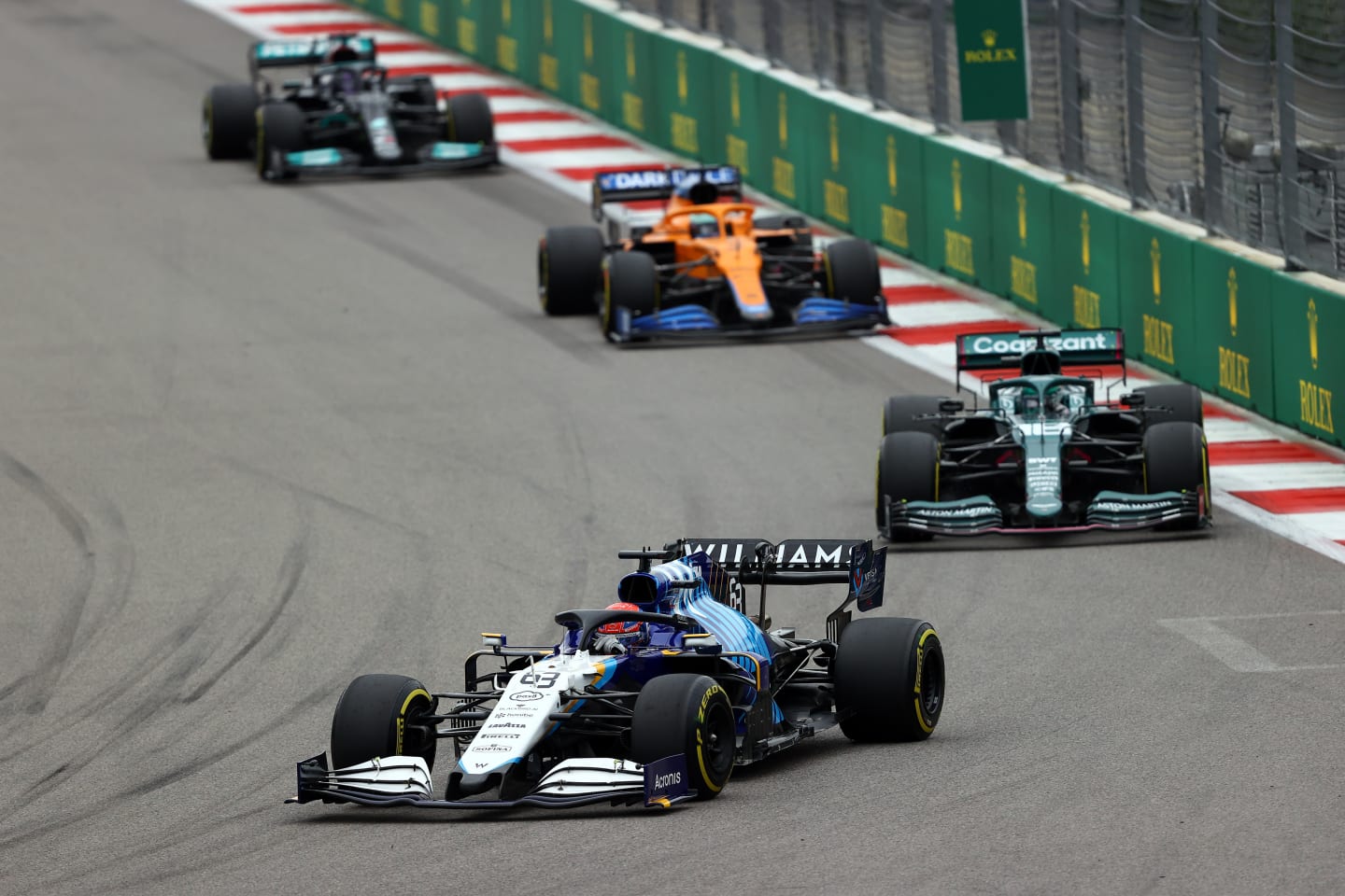 SOCHI, RUSSIA - SEPTEMBER 26: George Russell of Great Britain driving the (63) Williams Racing