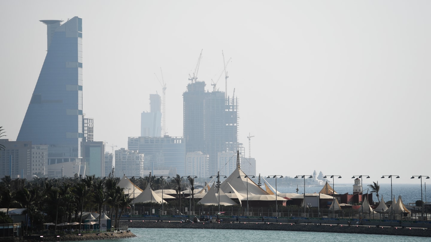 JEDDAH, SAUDI ARABIA - DECEMBER 03: A general view over the circuit before practice ahead of the F1