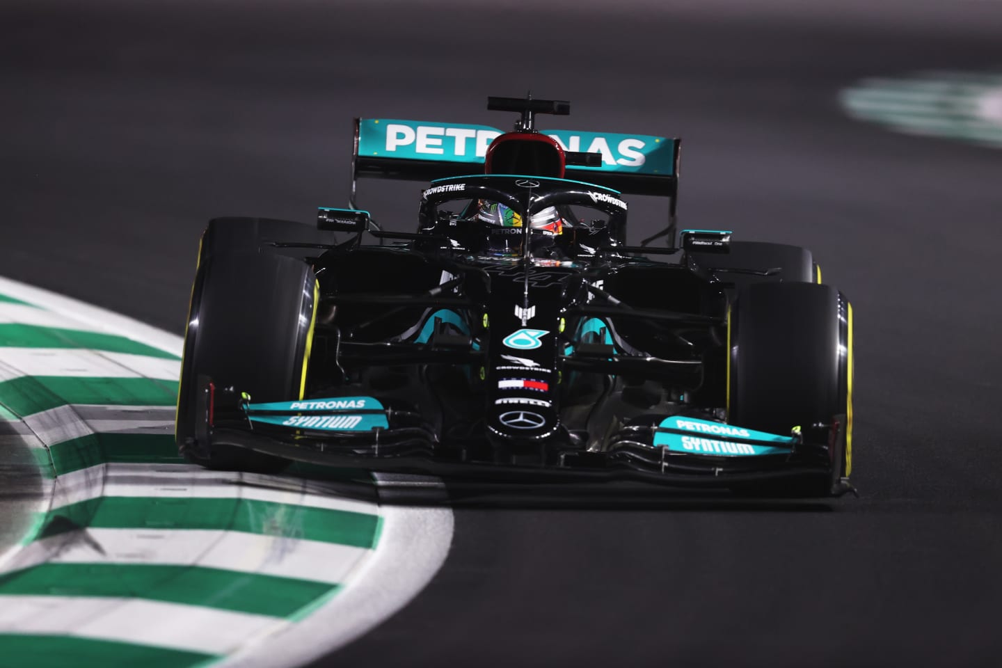 JEDDAH, SAUDI ARABIA - DECEMBER 03: Lewis Hamilton of Great Britain driving the (44) Mercedes AMG