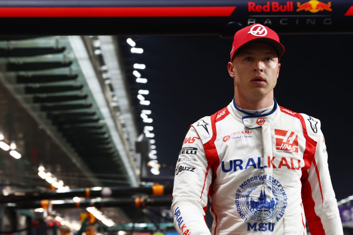 JEDDAH, SAUDI ARABIA - DECEMBER 04: Nikita Mazepin of Russia and Haas F1 walks in the Pitlane 