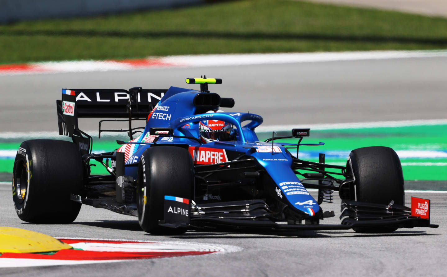 BARCELONA, SPAIN - MAY 07: Esteban Ocon of France driving the (31) Alpine A521 Renault on track