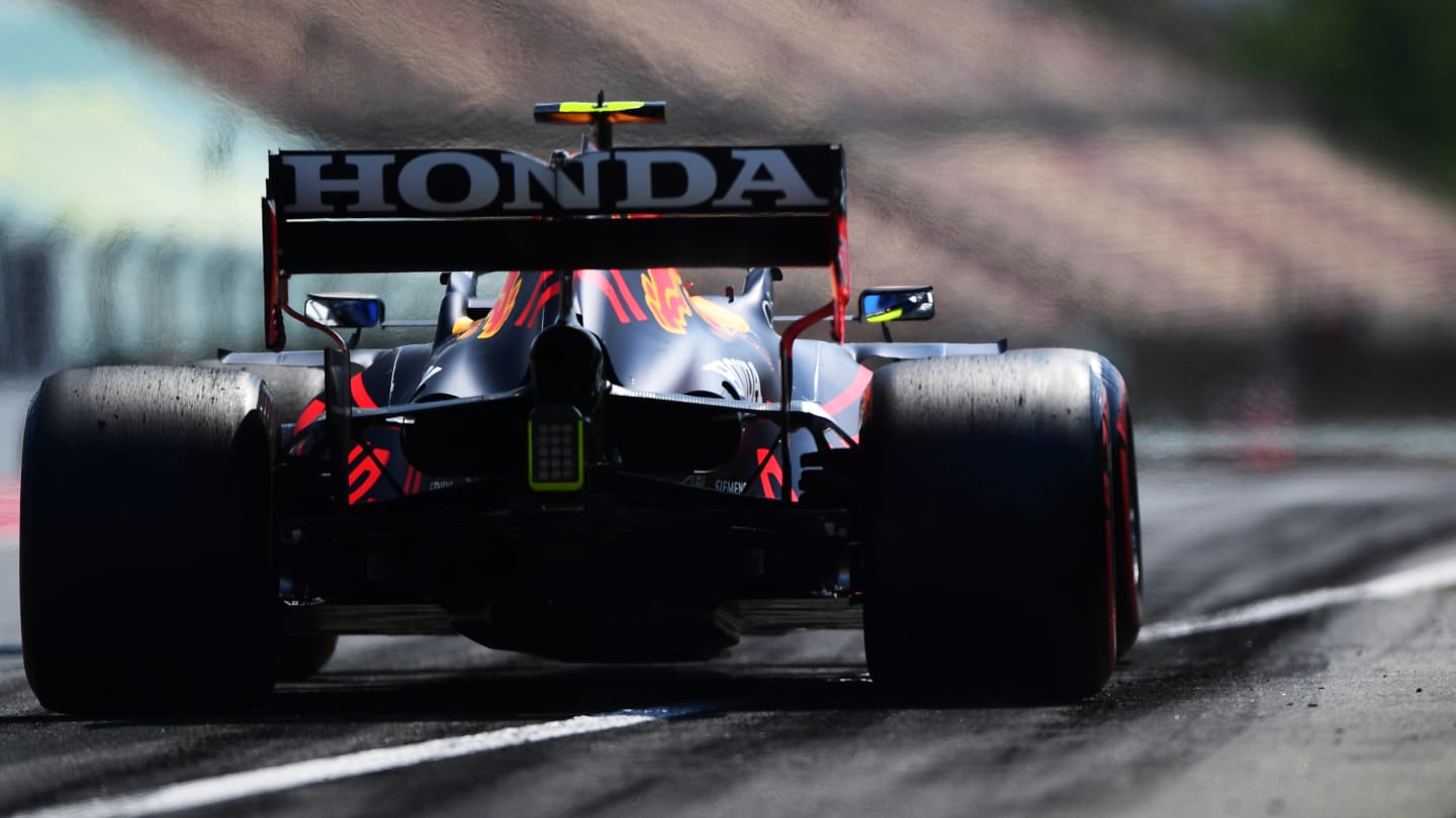BARCELONA, SPAIN - MAY 07: Sergio Perez of Mexico driving the (11) Red Bull Racing RB16B Honda on