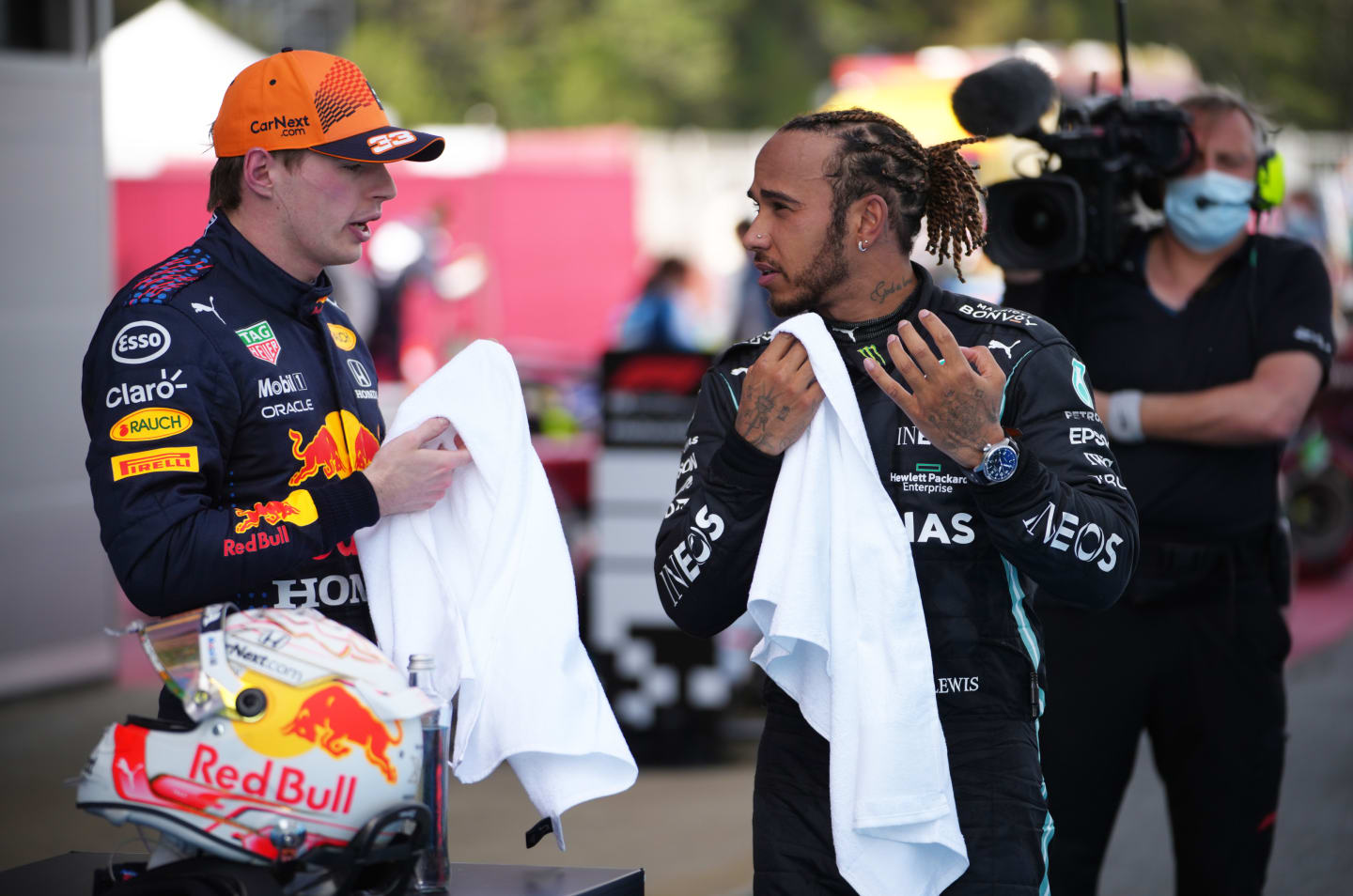 BARCELONA, SPAIN - MAY 09: Second placed Max Verstappen of Netherlands and Red Bull Racing speaks