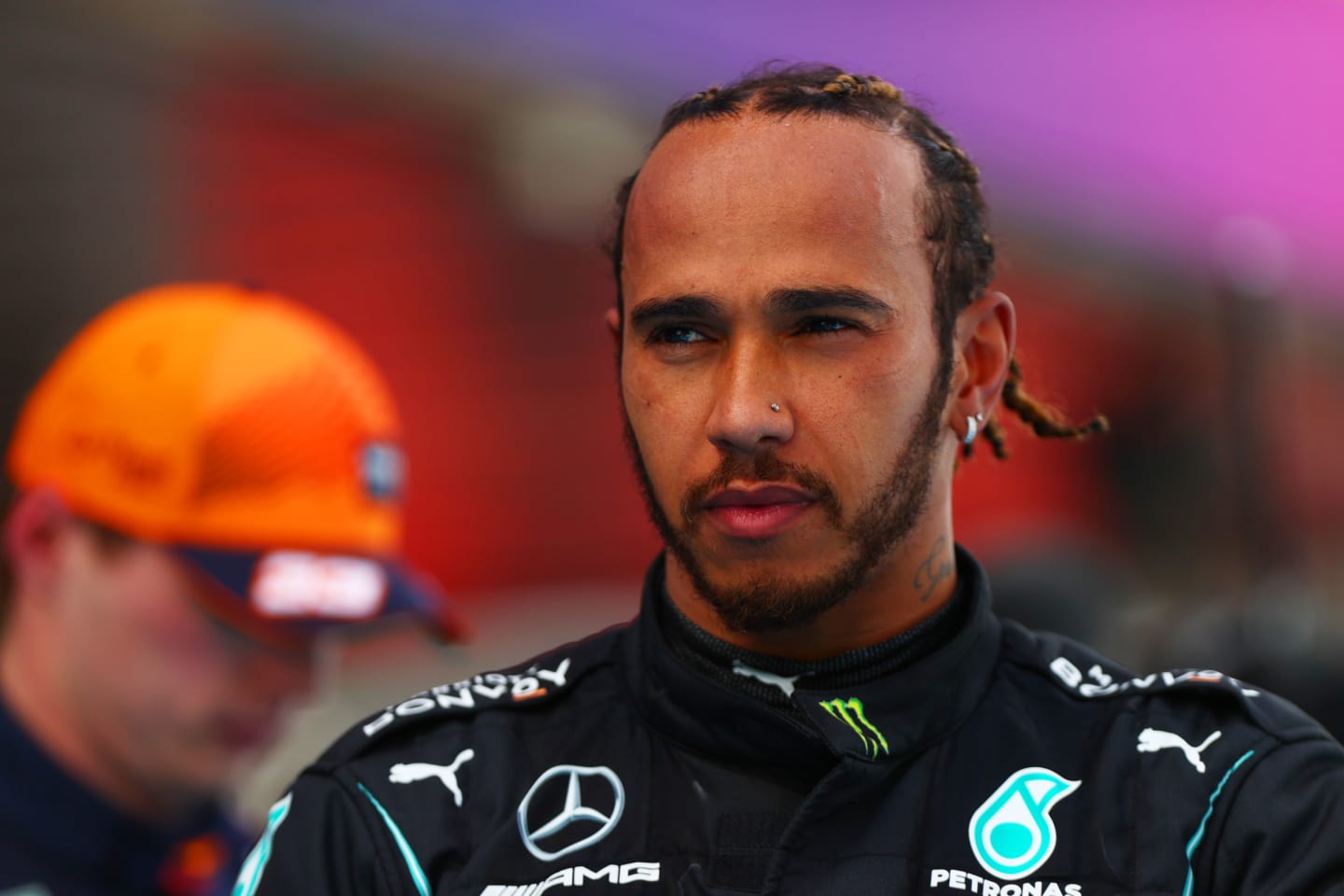 BARCELONA, SPAIN - MAY 09:  Lewis Hamilton of Great Britain  Mercedes AMG Petronas looks on in parc