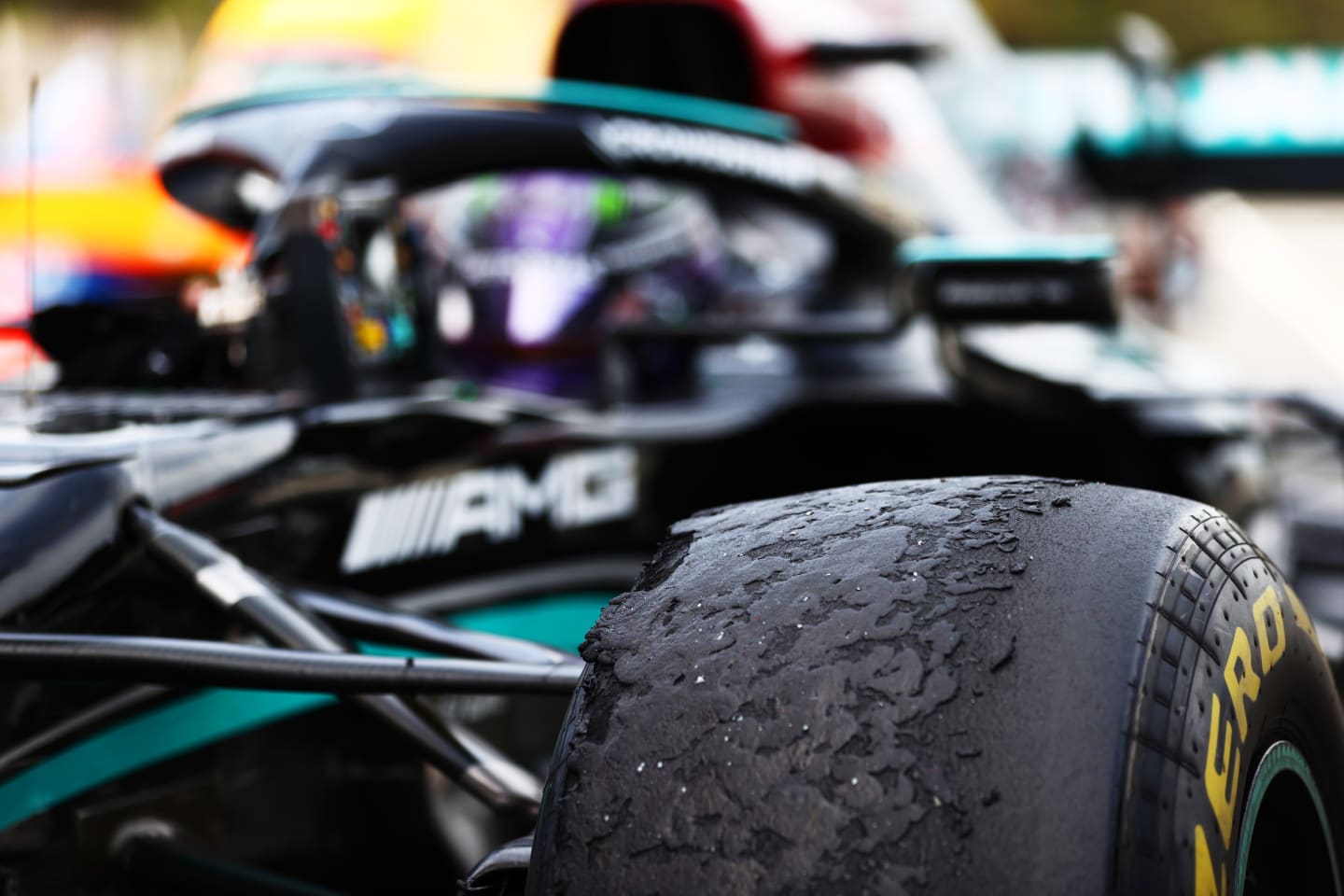 BARCELONA, SPAIN - MAY 09:  A detail view of a tyre on the car of Lewis Hamilton of Great Britain
