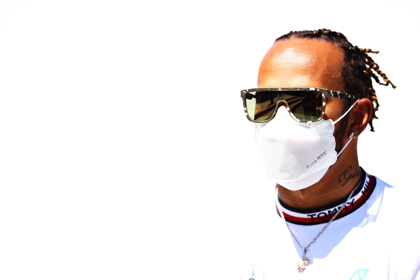 BARCELONA, SPAIN - MAY 06: Lewis Hamilton of Great Britain and Mercedes GP looks on in the Paddock