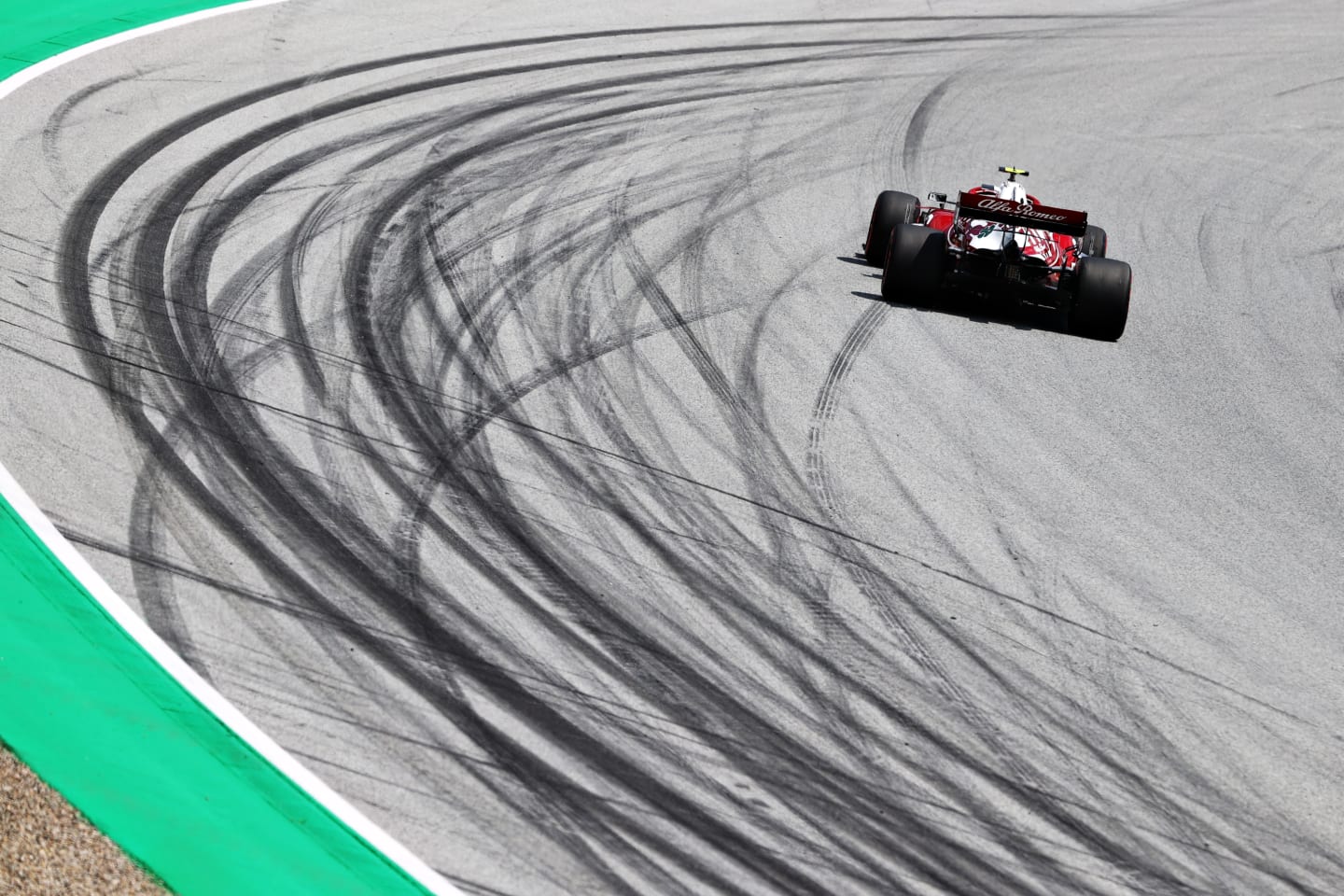 SPIELBERG, AUSTRIA - JUNE 25: Antonio Giovinazzi of Italy driving the (99) Alfa Romeo Racing C41 Ferrari on track during practice ahead of the F1 Grand Prix of Styria at Red Bull Ring on June 25, 2021 in Spielberg, Austria. (Photo by Clive Rose/Getty Images)