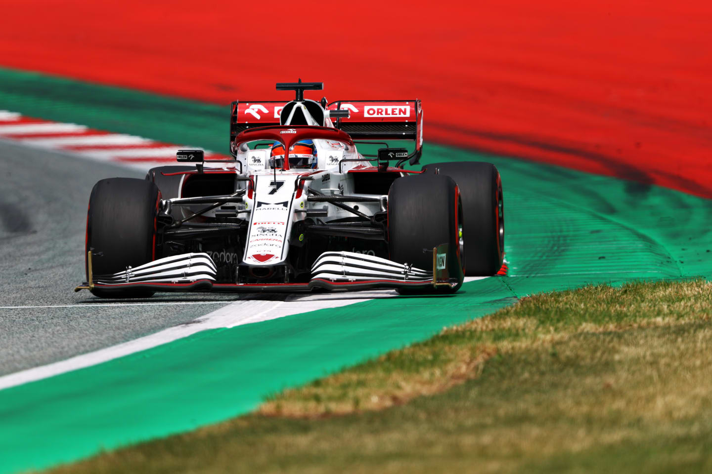 SPIELBERG, AUSTRIA - JUNE 25: Kimi Raikkonen of Finland driving the (7) Alfa Romeo Racing C41 Ferrari on track during practice ahead of the F1 Grand Prix of Styria at Red Bull Ring on June 25, 2021 in Spielberg, Austria. (Photo by Bryn Lennon/Getty Images)