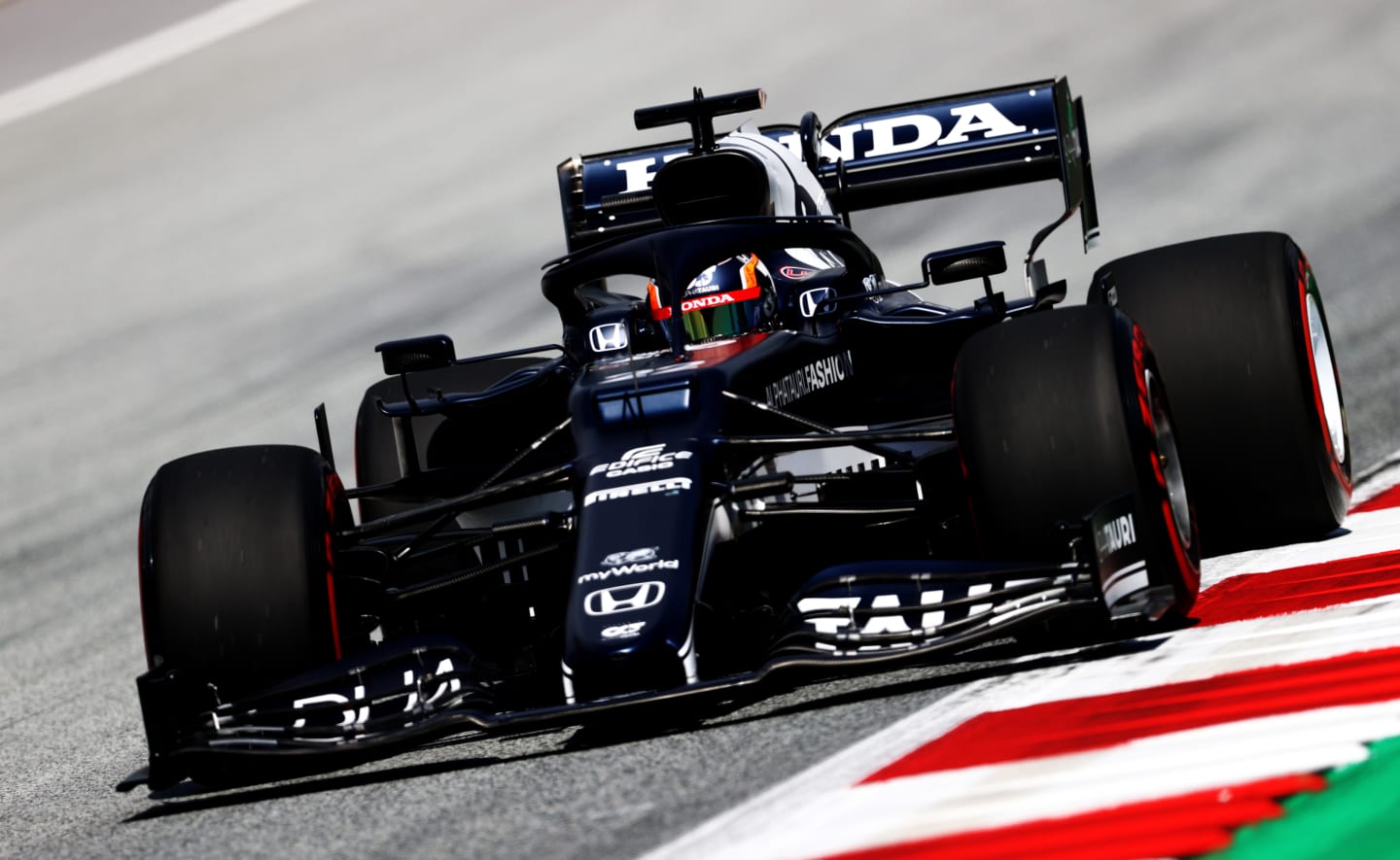 SPIELBERG, AUSTRIA - JUNE 26: Yuki Tsunoda of Japan driving the (22) Scuderia AlphaTauri AT02 Honda