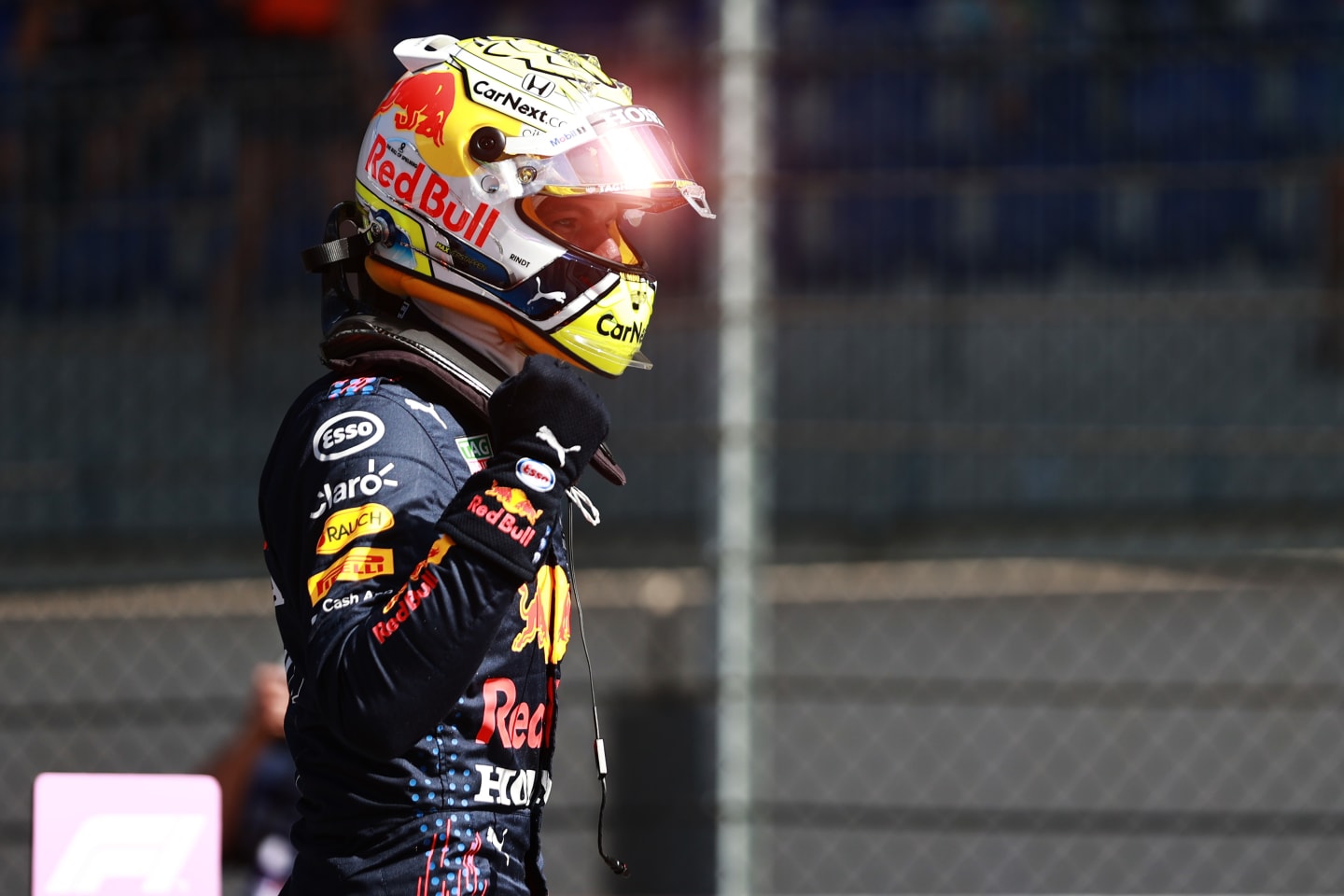 SPIELBERG, AUSTRIA - JUNE 26: Pole position qualifier Max Verstappen of Netherlands and Red Bull Racing celebrates in parc ferme during qualifying ahead of the F1 Grand Prix of Styria at Red Bull Ring on June 26, 2021 in Spielberg, Austria. (Photo by Mark Thompson/Getty Images)