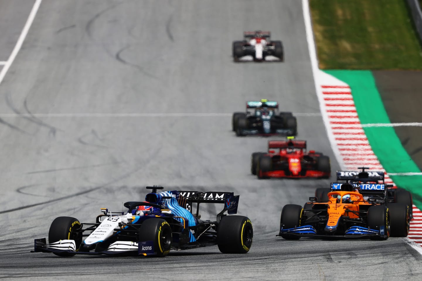 SPIELBERG, AUSTRIA - JUNE 27: George Russell of Great Britain driving the (63) Williams Racing