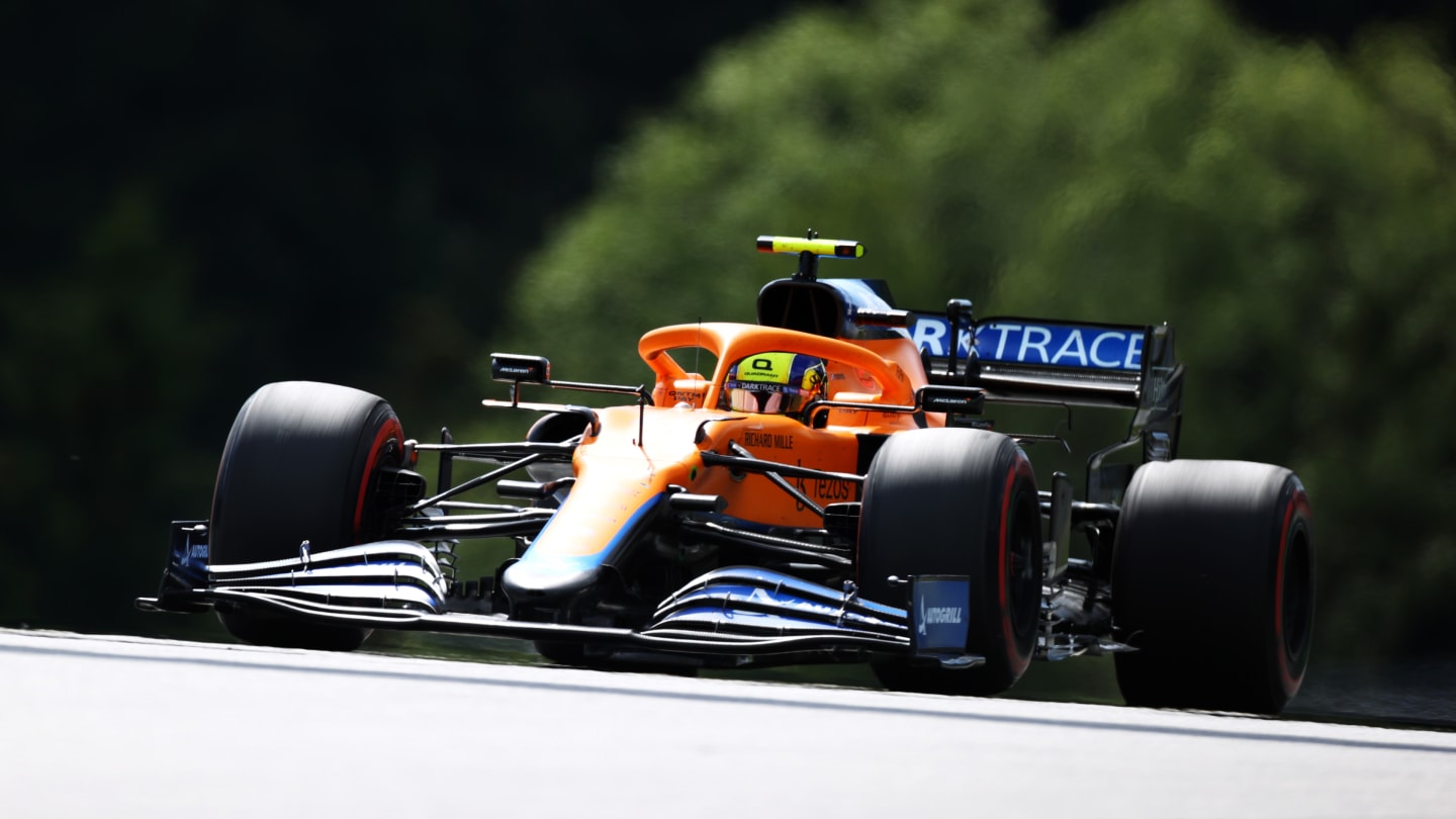SPIELBERG, AUSTRIA - JUNE 27: Lando Norris of Great Britain driving the (4) McLaren F1 Team MCL35M
