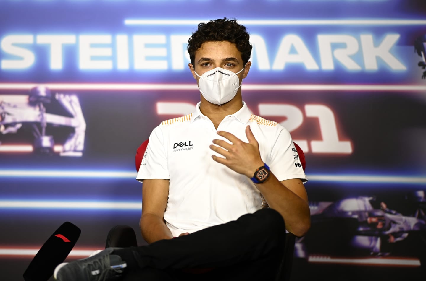 SPIELBERG, AUSTRIA - JUNE 24: Lando Norris of Great Britain and McLaren F1 talks in a Drivers Press