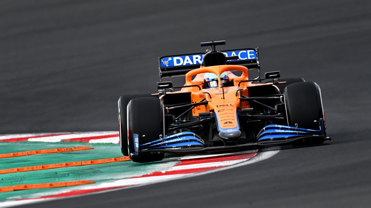 ISTANBUL, TURKEY - OCTOBER 08: Daniel Ricciardo of Australia driving the (3) McLaren F1 Team MCL35M Mercedes during practice ahead of the F1 Grand Prix of Turkey at Intercity Istanbul Park on October 08, 2021 in Istanbul, Turkey. (Photo by Clive Mason - Formula 1/Formula 1 via Getty Images)