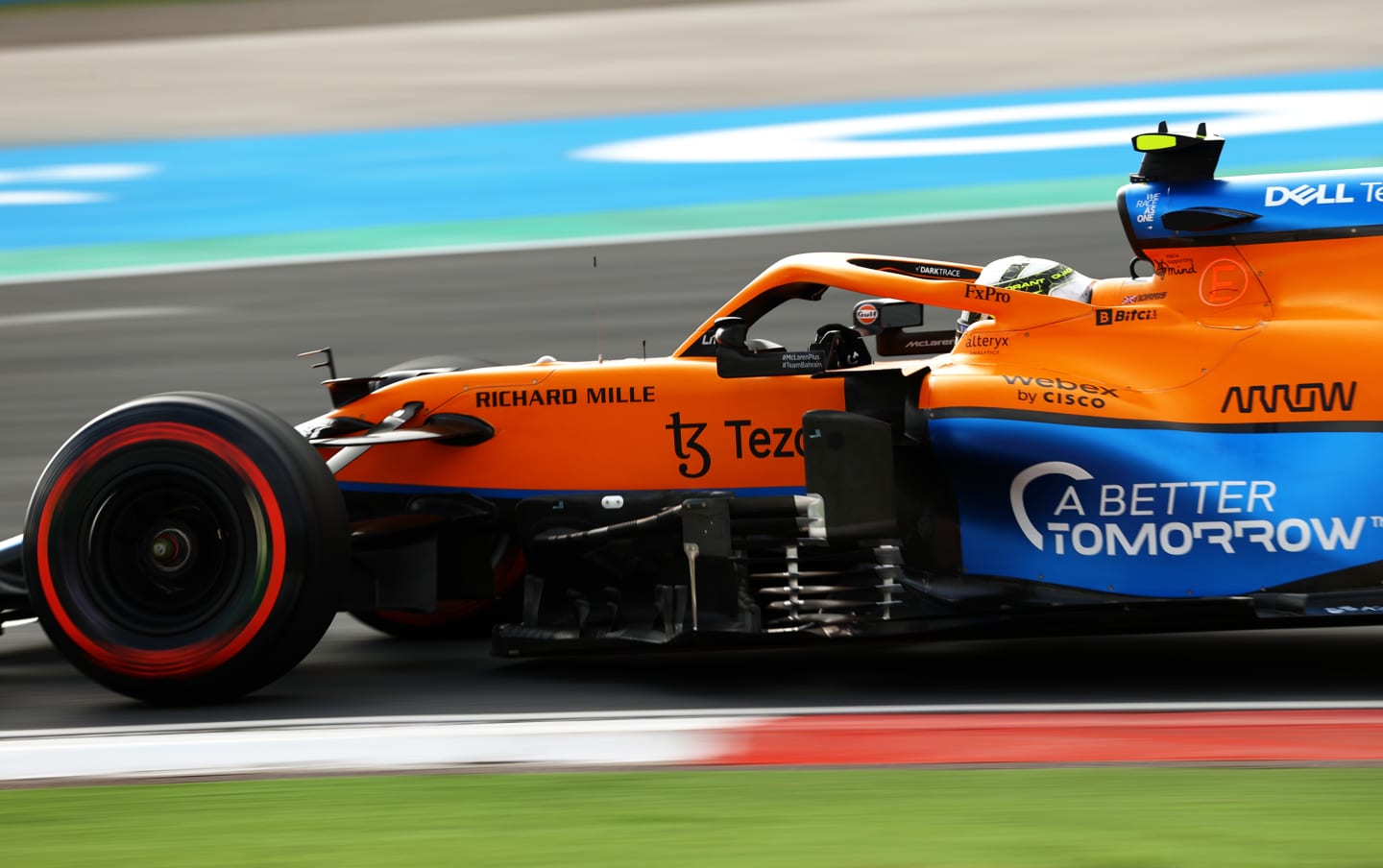 ISTANBUL, TURKEY - OCTOBER 09: Lando Norris of Great Britain driving the (4) McLaren F1 Team MCL35M