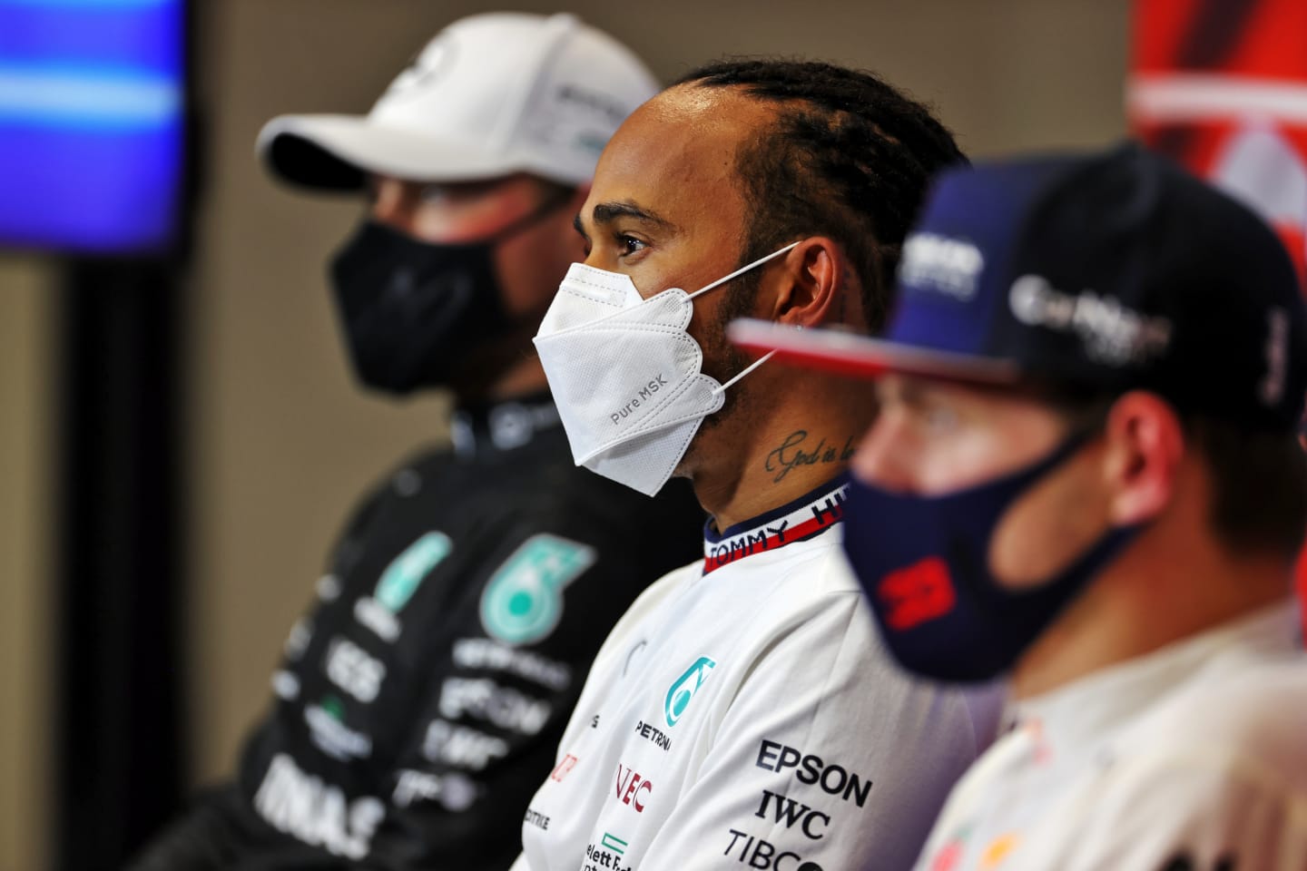 ISTANBUL, TURKEY - OCTOBER 09: Pole position qualifier Lewis Hamilton of Great Britain and Mercedes