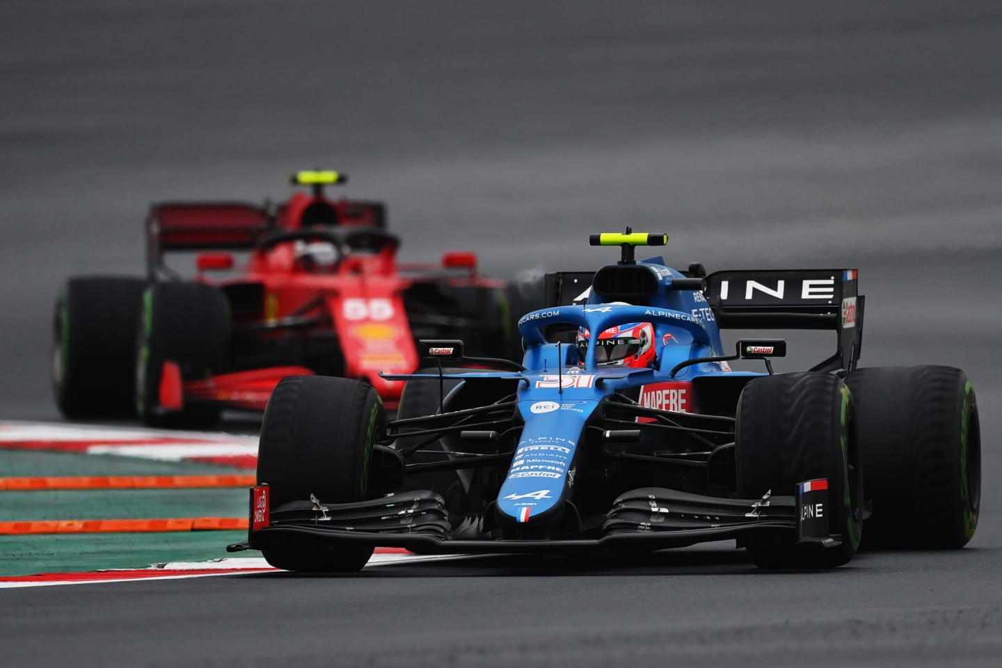 ISTANBUL, TURKEY - OCTOBER 10: Esteban Ocon of France driving the (31) Alpine A521 Renault during the F1 Grand Prix of Turkey at Intercity Istanbul Park on October 10, 2021 in Istanbul, Turkey. (Photo by Dan Mullan/Getty Images)