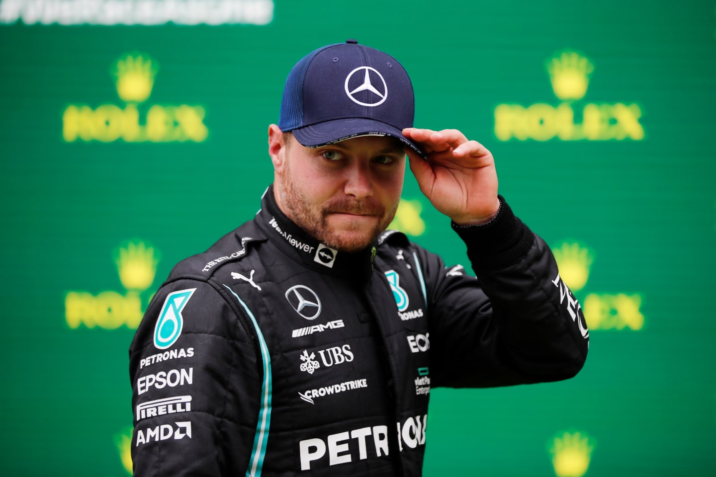 ISTANBUL, TURKEY - OCTOBER 10: Race winner Valtteri Bottas of Finland and Mercedes GP celebrates in