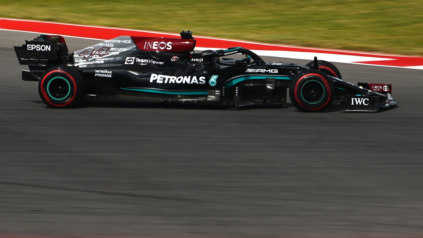 AUSTIN, TEXAS - OCTOBER 22: Lewis Hamilton of Great Britain driving the (44) Mercedes AMG Petronas
