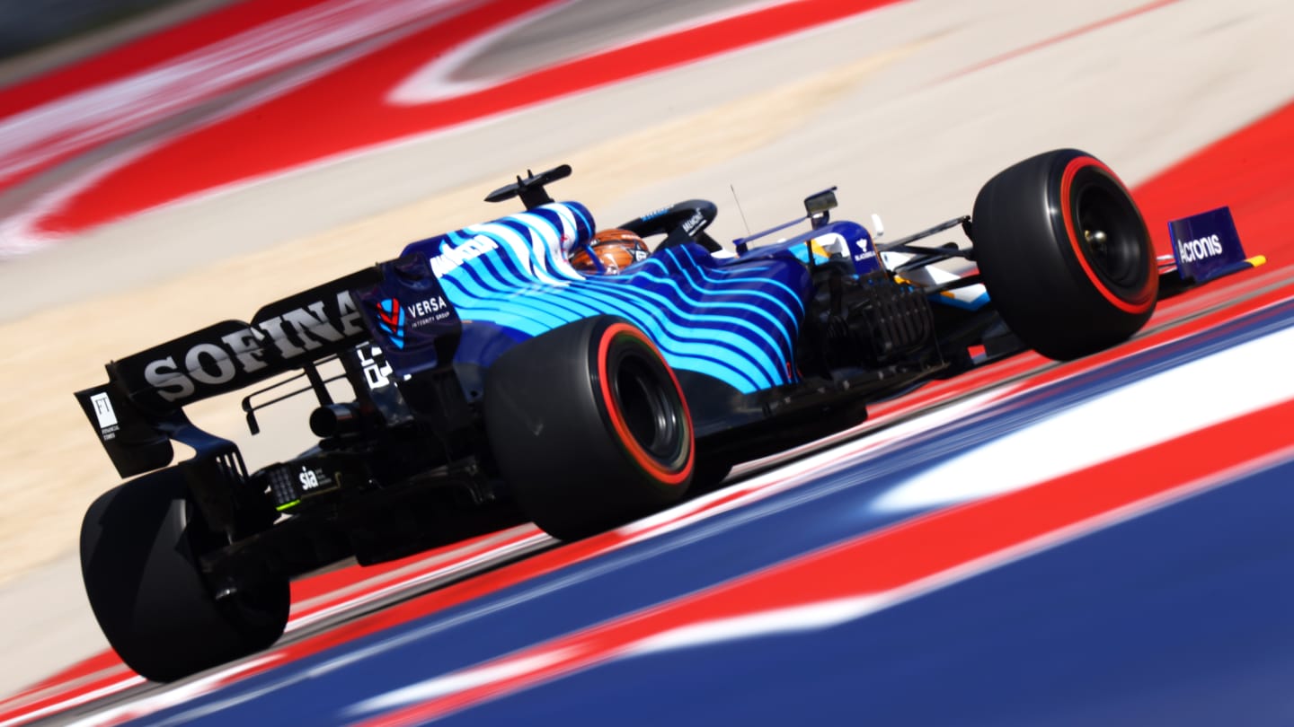AUSTIN, TEXAS - OCTOBER 23: George Russell of Great Britain driving the (63) Williams Racing FW43B Mercedes during final practice ahead of the F1 Grand Prix of USA at Circuit of The Americas on October 23, 2021 in Austin, Texas. (Photo by Dan Istitene - Formula 1/Formula 1 via Getty Images)