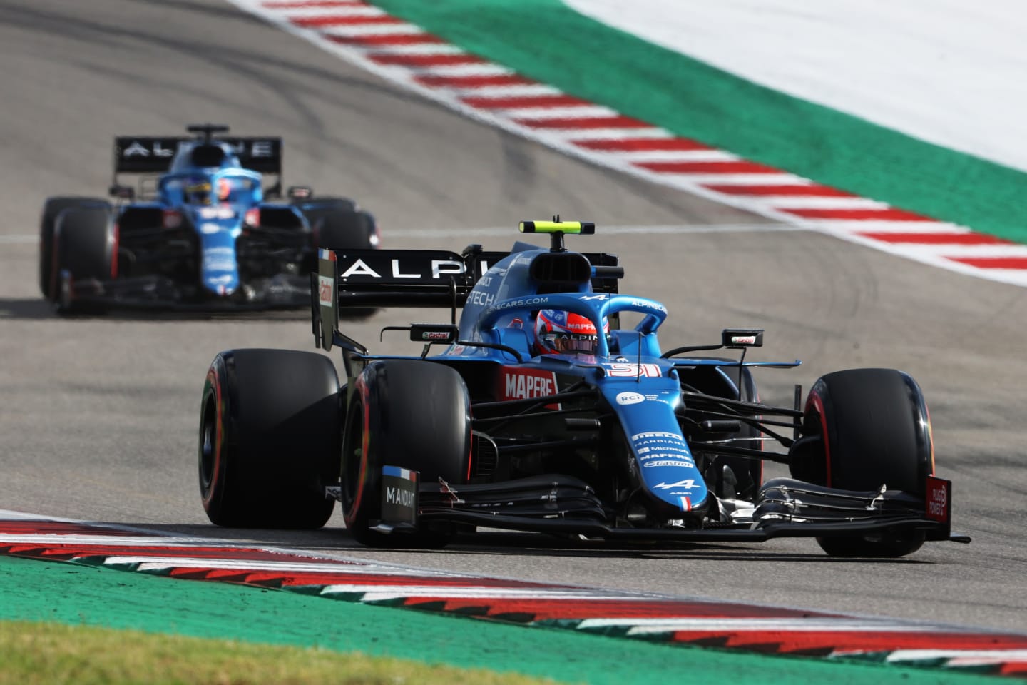AUSTIN, TEXAS - OCTOBER 23: Esteban Ocon of France driving the (31) Alpine A521 Renault during qualifying ahead of the F1 Grand Prix of USA at Circuit of The Americas on October 23, 2021 in Austin, Texas. (Photo by Chris Graythen/Getty Images)