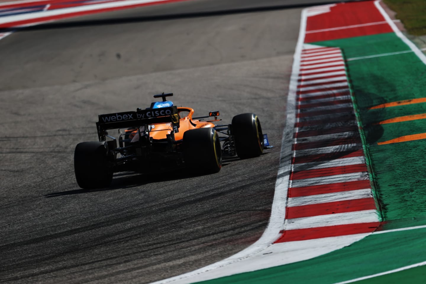 AUSTIN, TEXAS - OCTOBER 24: Daniel Ricciardo of Australia driving the (3) McLaren F1 Team MCL35M Mercedes on track during the F1 Grand Prix of USA at Circuit of The Americas on October 24, 2021 in Austin, Texas. (Photo by Chris Graythen/Getty Images)