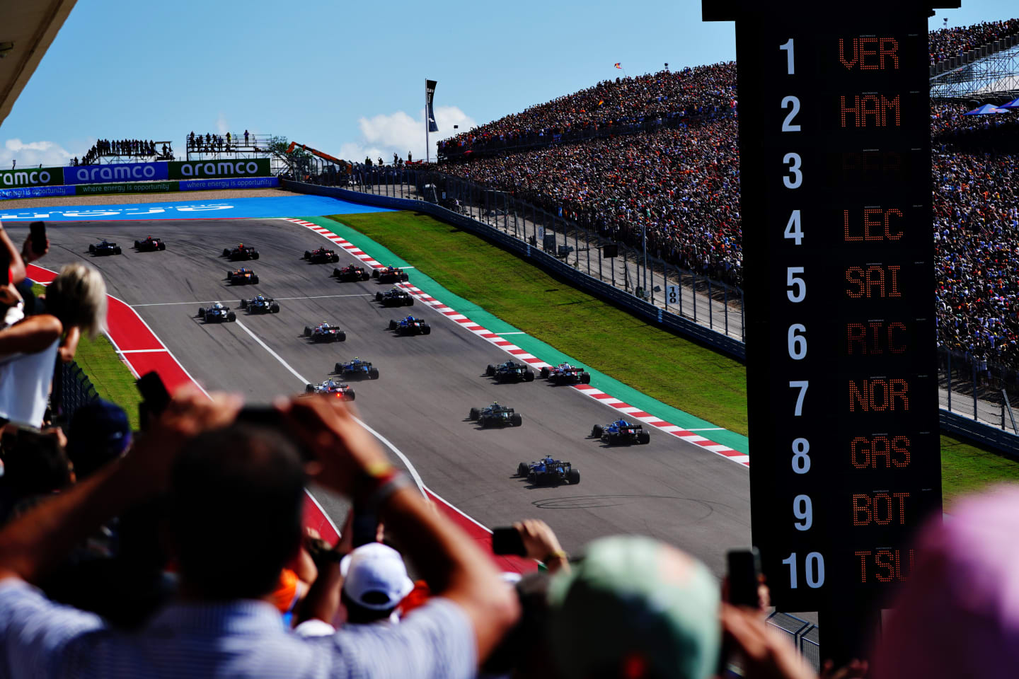 AUSTIN, TEXAS - OCTOBER 24: A rear view of the start during the F1 Grand Prix of USA at Circuit of