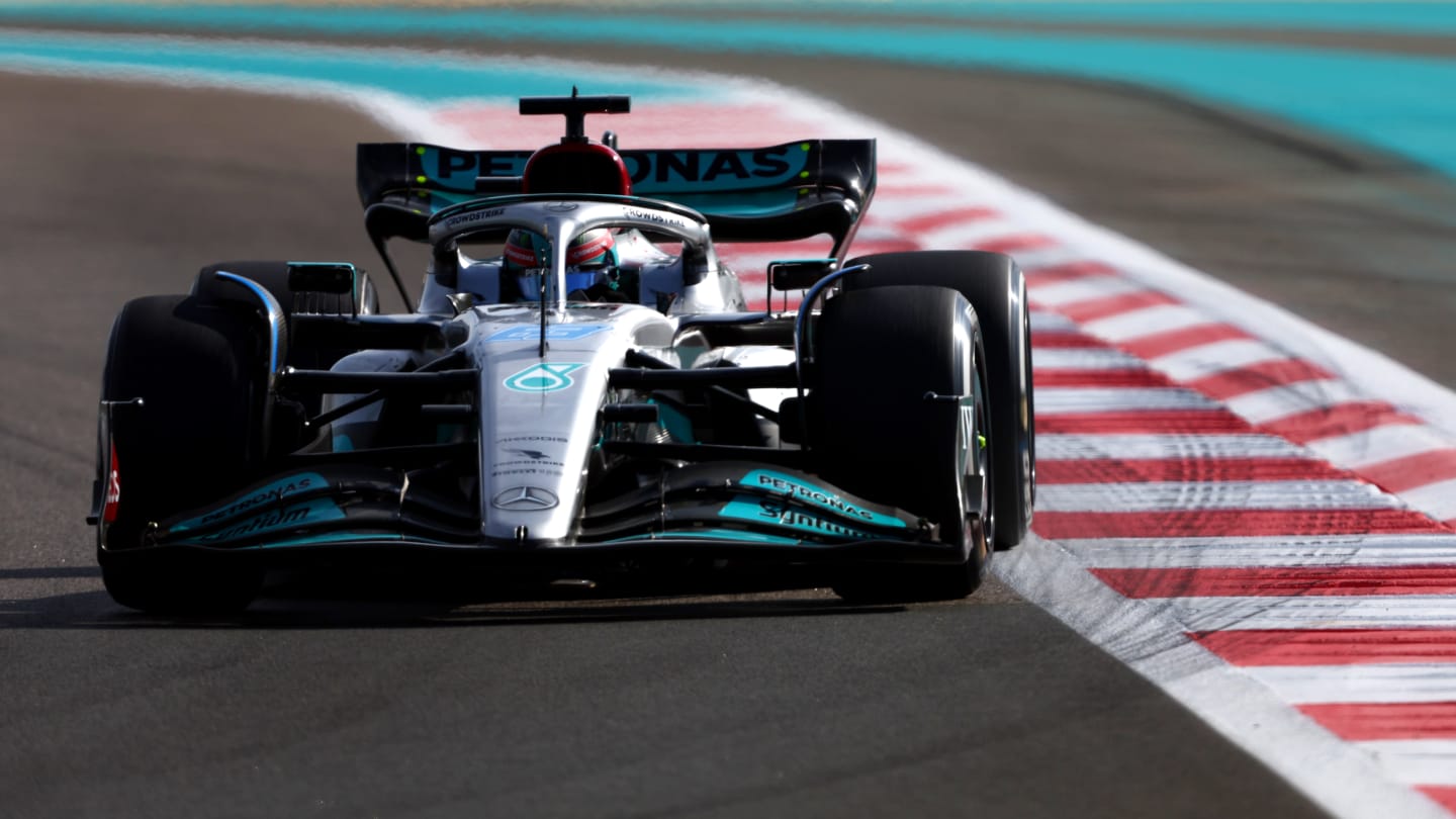 ABU DHABI, UNITED ARAB EMIRATES - NOVEMBER 18: George Russell of Great Britain driving the (63)