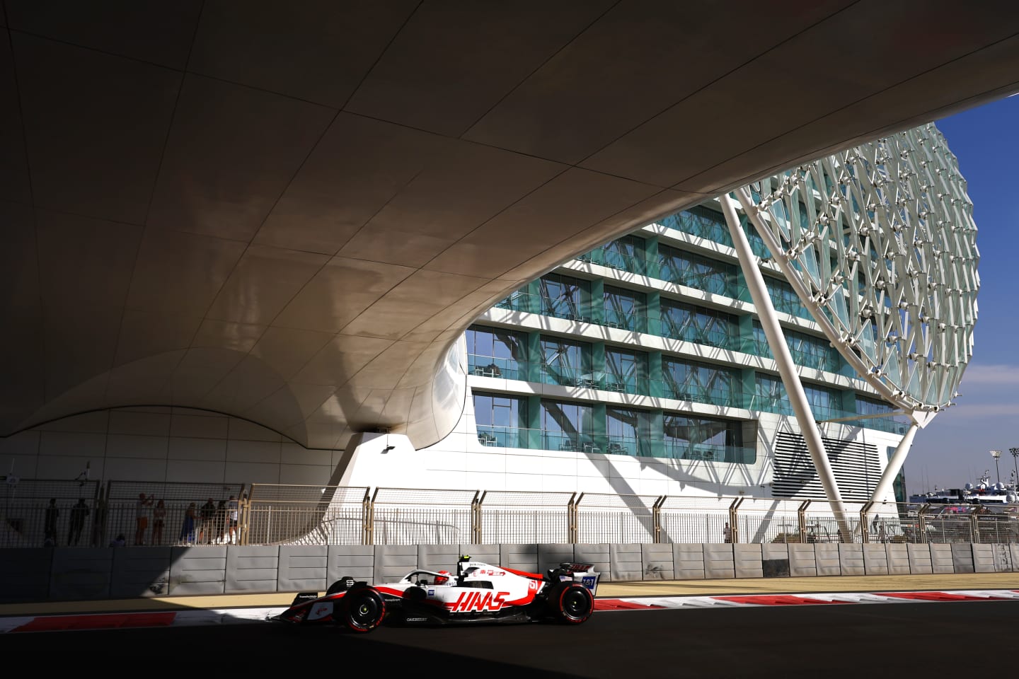 ABU DHABI, UNITED ARAB EMIRATES - NOVEMBER 18: Pietro Fittipaldi of Brazil driving the (51) Haas F1 VF-22 Ferrari on track during practice ahead of the F1 Grand Prix of Abu Dhabi at Yas Marina Circuit on November 18, 2022 in Abu Dhabi, United Arab Emirates. (Photo by Mark Thompson/Getty Images)