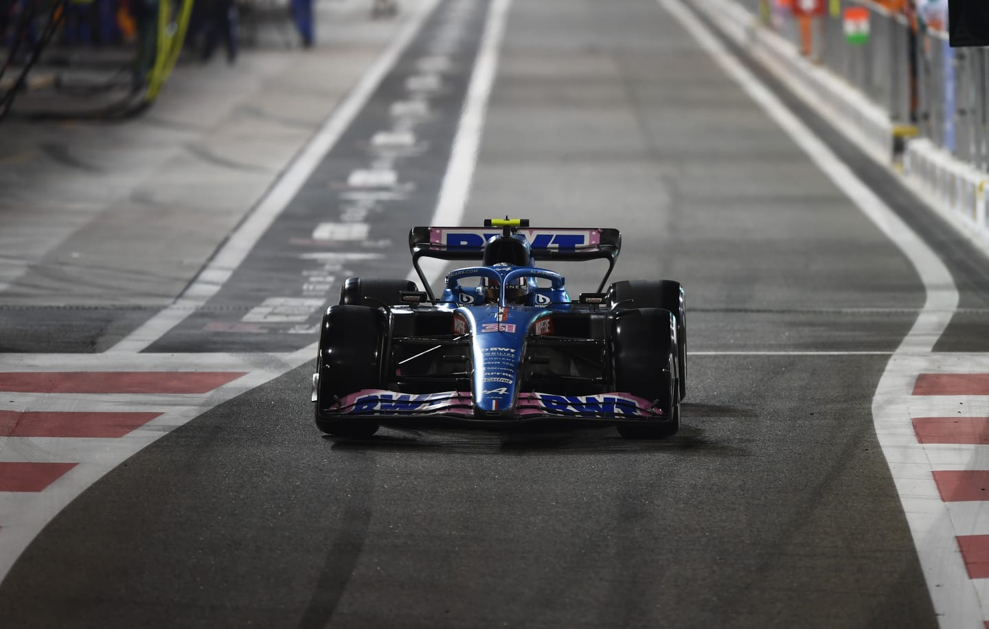 ABU DHABI, UNITED ARAB EMIRATES - NOVEMBER 20: Esteban Ocon of France driving the (31) Alpine F1 A522 Renault in the pitlane during the F1 Grand Prix of Abu Dhabi at Yas Marina Circuit on November 20, 2022 in Abu Dhabi, United Arab Emirates. (Photo by Rudy Carezzevoli/Getty Images)