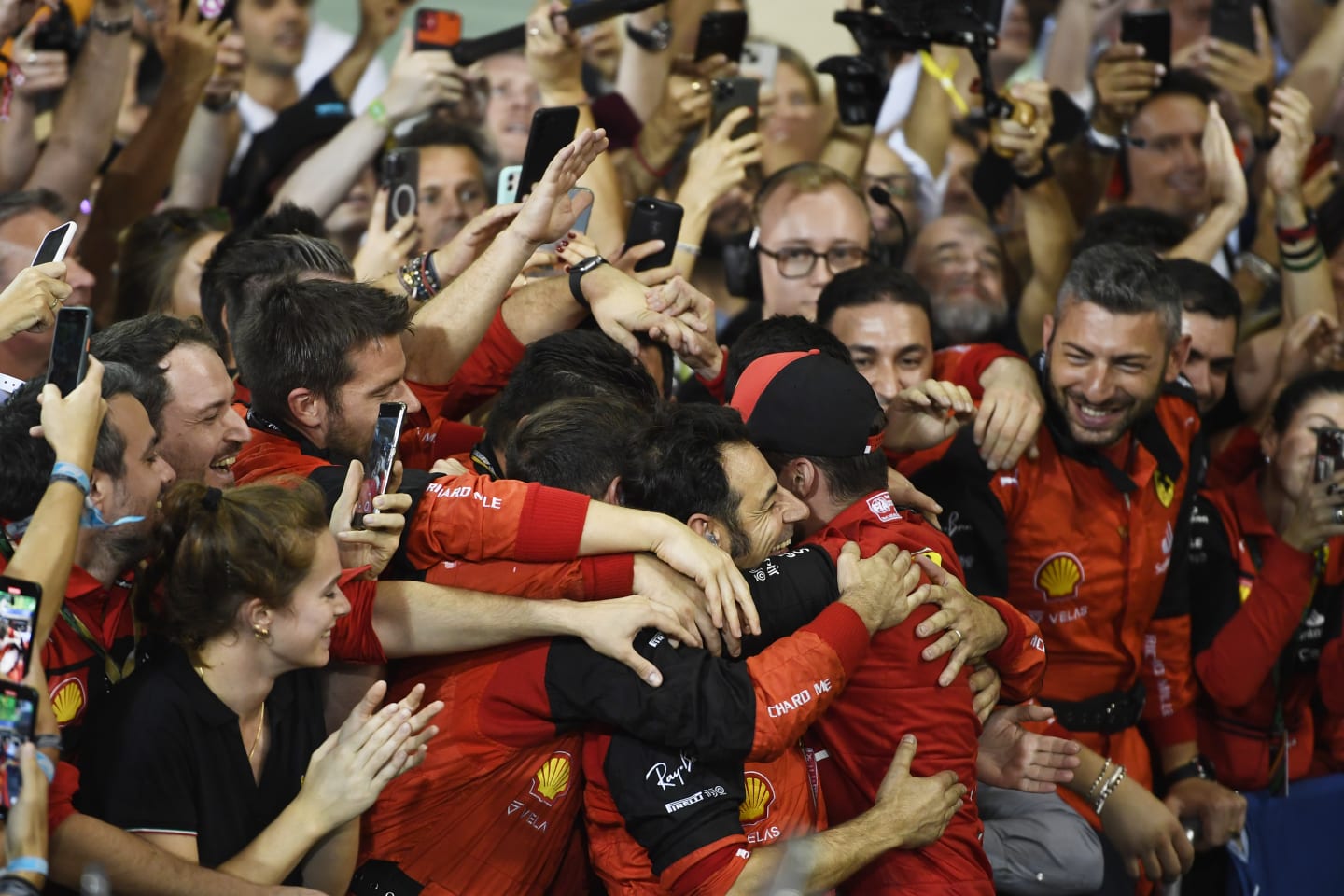 ABU DHABI, UNITED ARAB EMIRATES - NOVEMBER 20: Second placed Charles Leclerc of Monaco and Ferrari