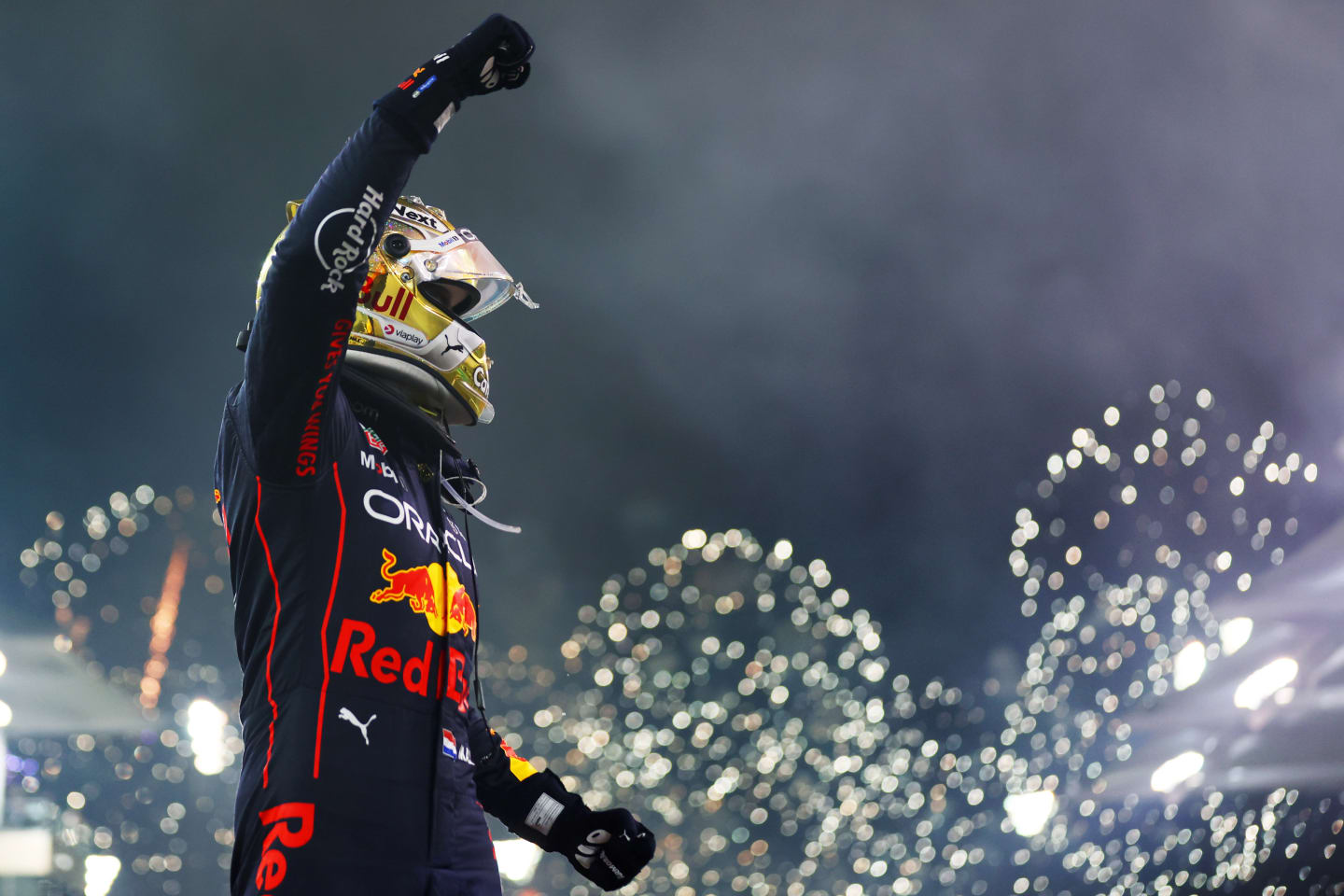 ABU DHABI, UNITED ARAB EMIRATES - NOVEMBER 20: Race winner Max Verstappen of the Netherlands and