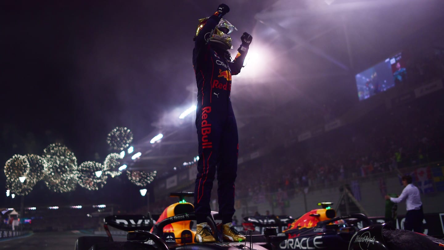 ABU DHABI, UNITED ARAB EMIRATES - NOVEMBER 20: Race winner Max Verstappen of the Netherlands and
