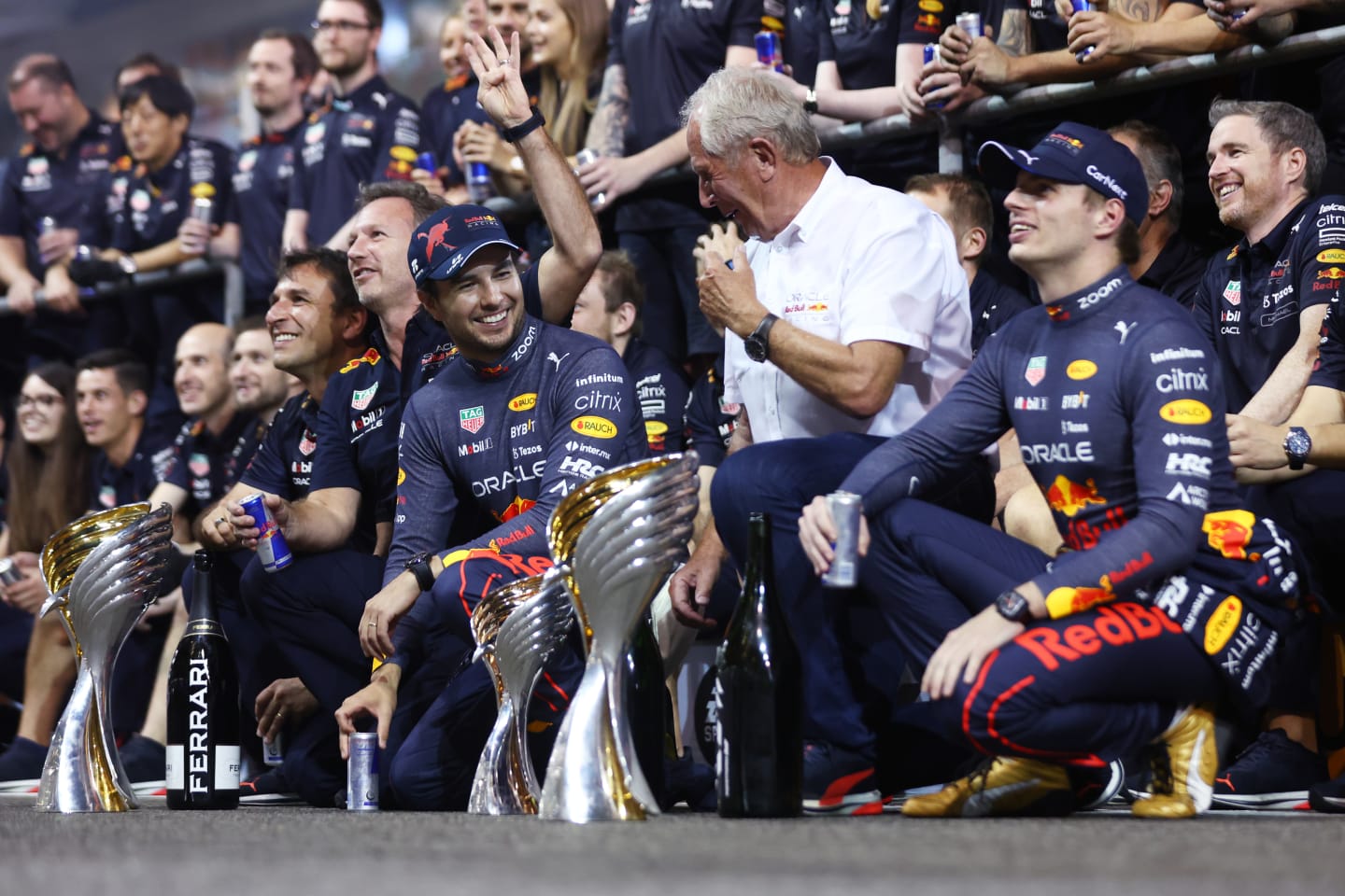 ABU DHABI, UNITED ARAB EMIRATES - NOVEMBER 20: Race Winner Max Verstappen of the Netherlands and