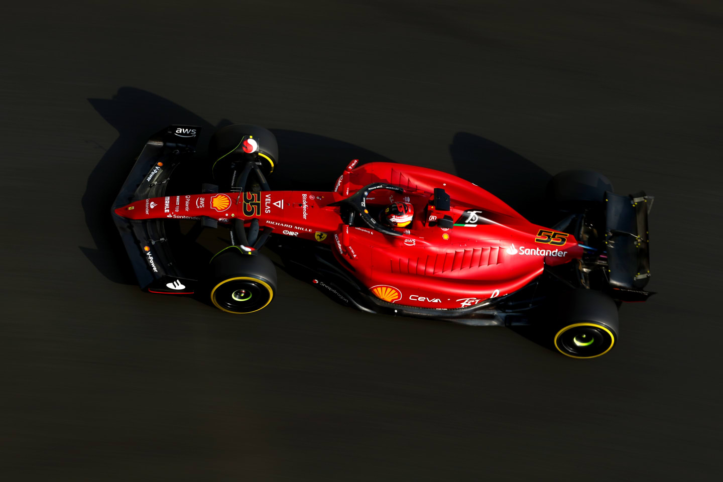 ABU DHABI, UNITED ARAB EMIRATES - NOVEMBER 22: Carlos Sainz of Spain driving (55) the Ferrari F1-75