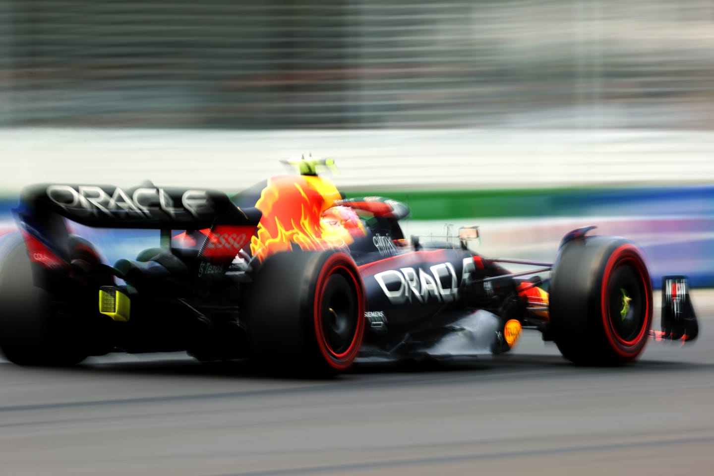 MELBOURNE, AUSTRALIA - APRIL 08: Sergio Perez of Mexico driving the (11) Oracle Red Bull Racing RB18 on track during practice ahead of the F1 Grand Prix of Australia at Melbourne Grand Prix Circuit on April 08, 2022 in Melbourne, Australia. (Photo by Robert Cianflone/Getty Images)