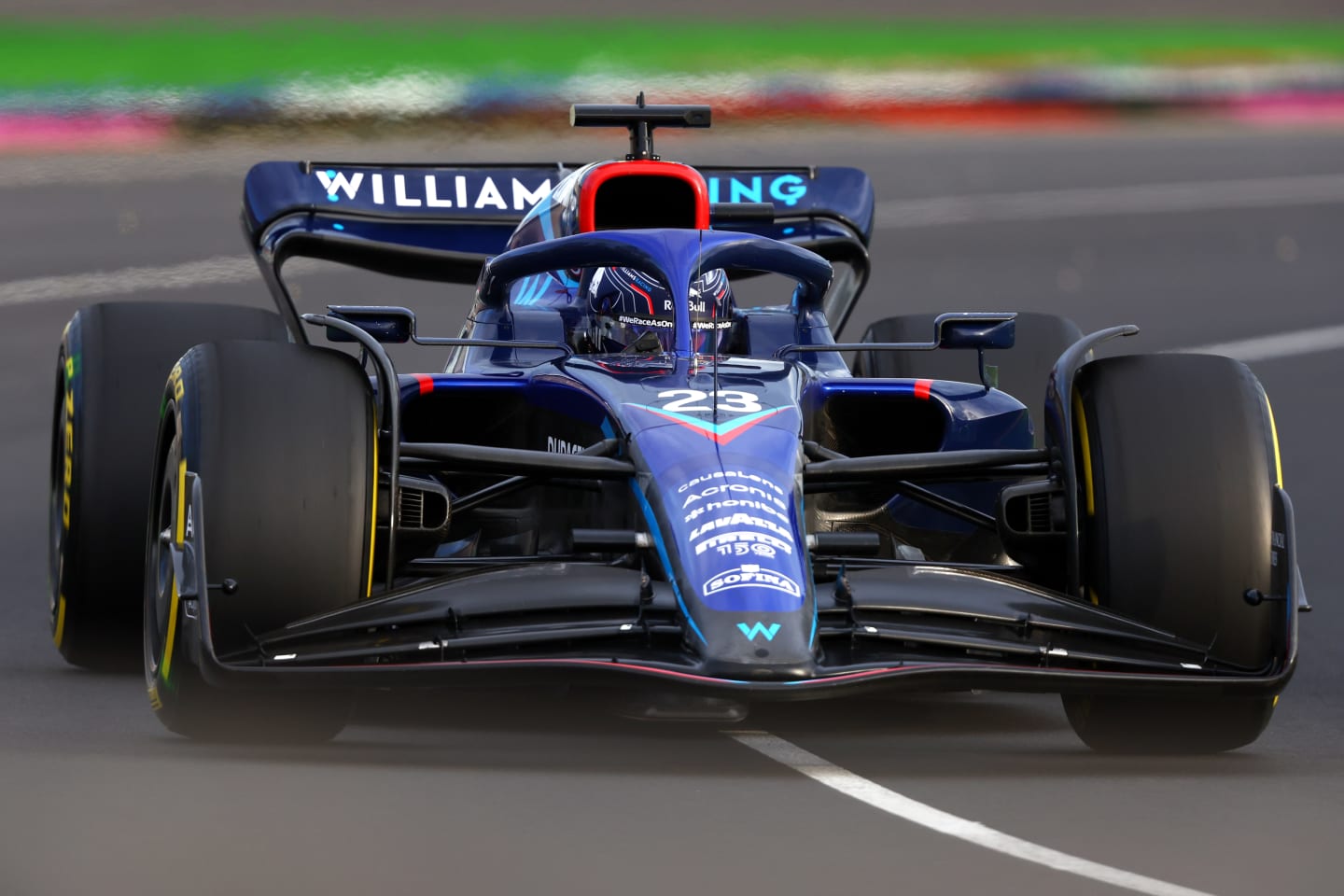 MELBOURNE, AUSTRALIA - APRIL 08: Alexander Albon of Thailand driving the (23) Williams FW44 Mercedes on track during practice ahead of the F1 Grand Prix of Australia at Melbourne Grand Prix Circuit on April 08, 2022 in Melbourne, Australia. (Photo by Bryn Lennon - Formula 1/Formula 1 via Getty Images)