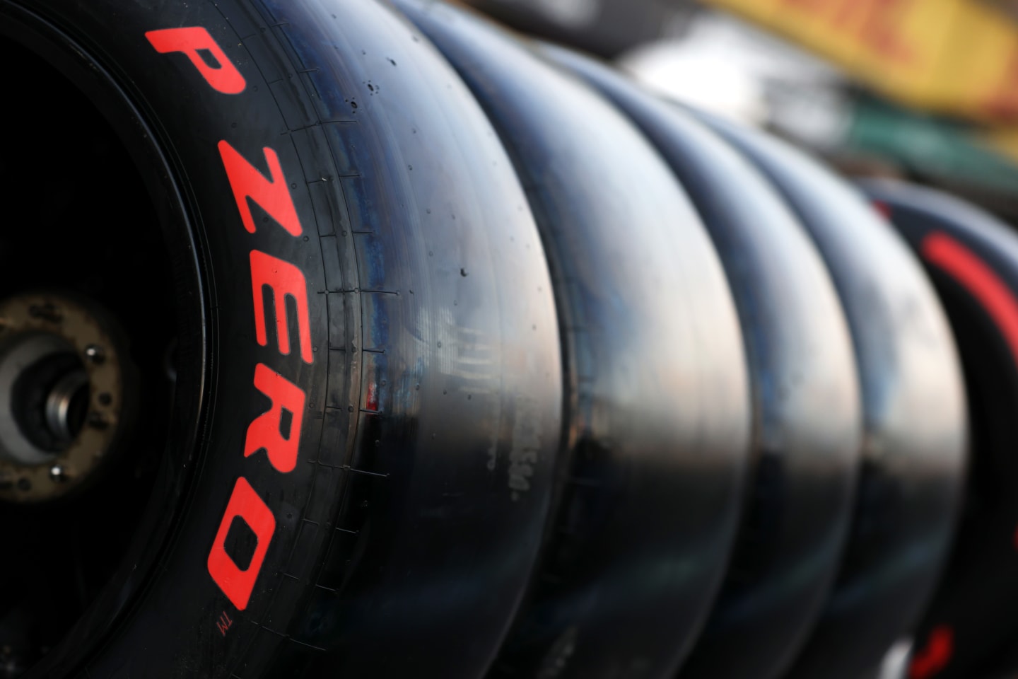 MELBOURNE, AUSTRALIA - APRIL 08: A detailed view of Pirelli tyres during practice ahead of the F1