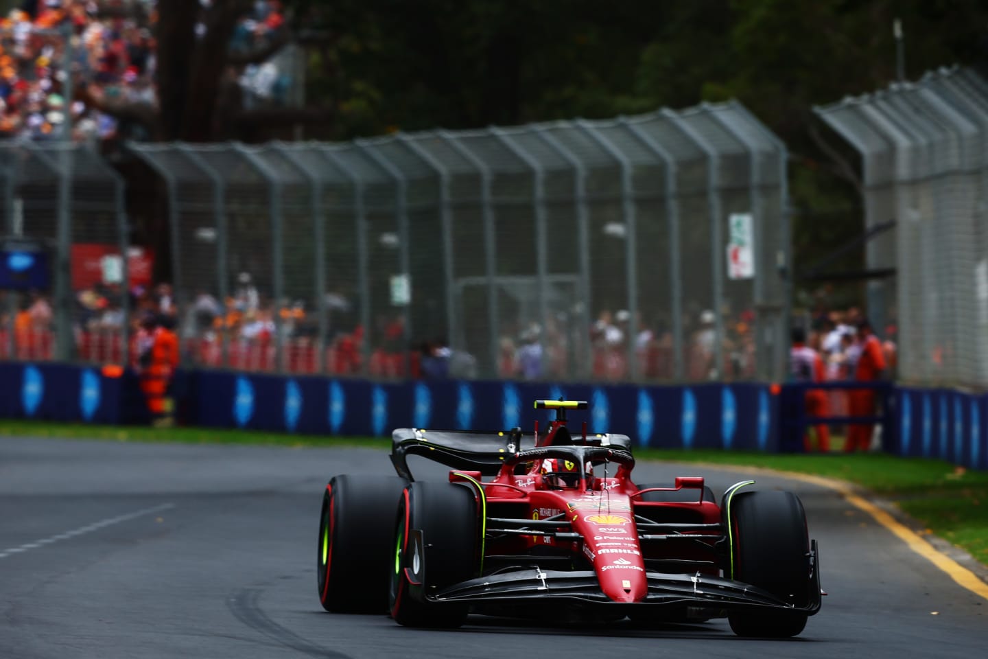 MELBOURNE, AUSTRALIA - APRIL 09: Charles Leclerc of Monaco driving (16) the Ferrari F1-75 on track