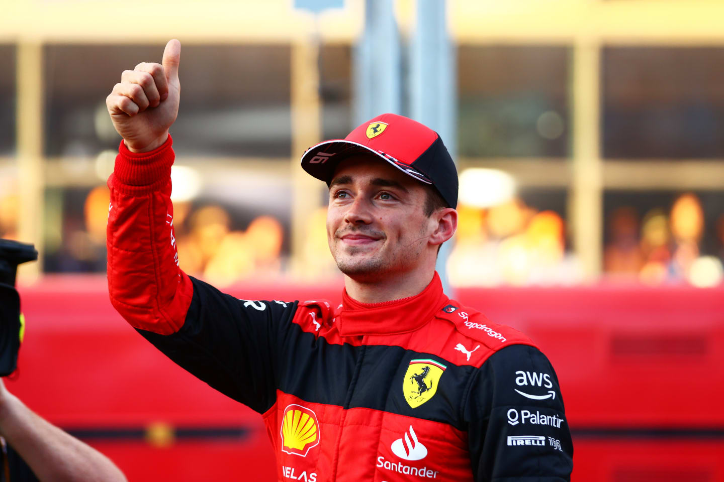 MELBOURNE, AUSTRALIA - APRIL 09: Pole position qualifier Charles Leclerc of Monaco and Ferrari