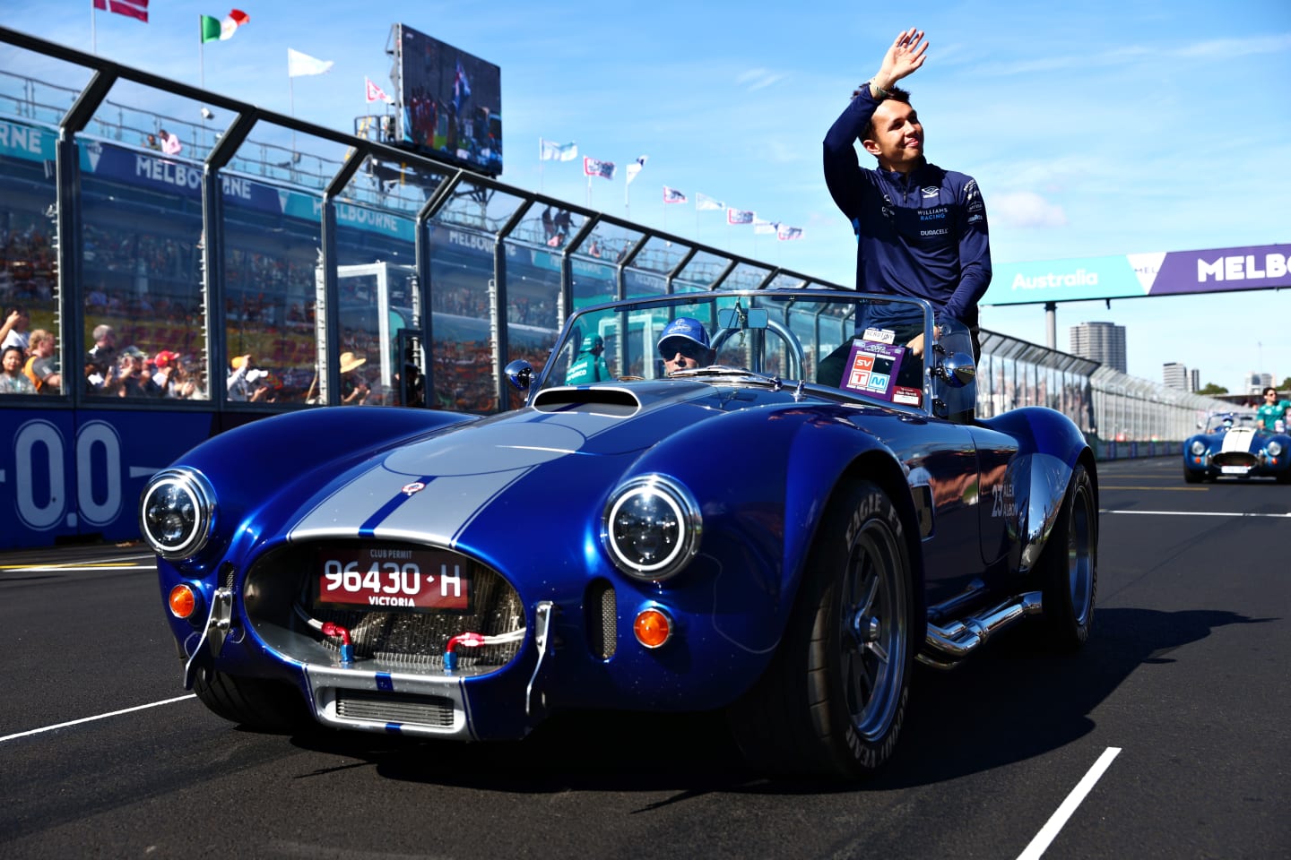 MELBOURNE, AUSTRALIA - APRIL 10: Alexander Albon of Thailand and Williams waves to the crowd on the