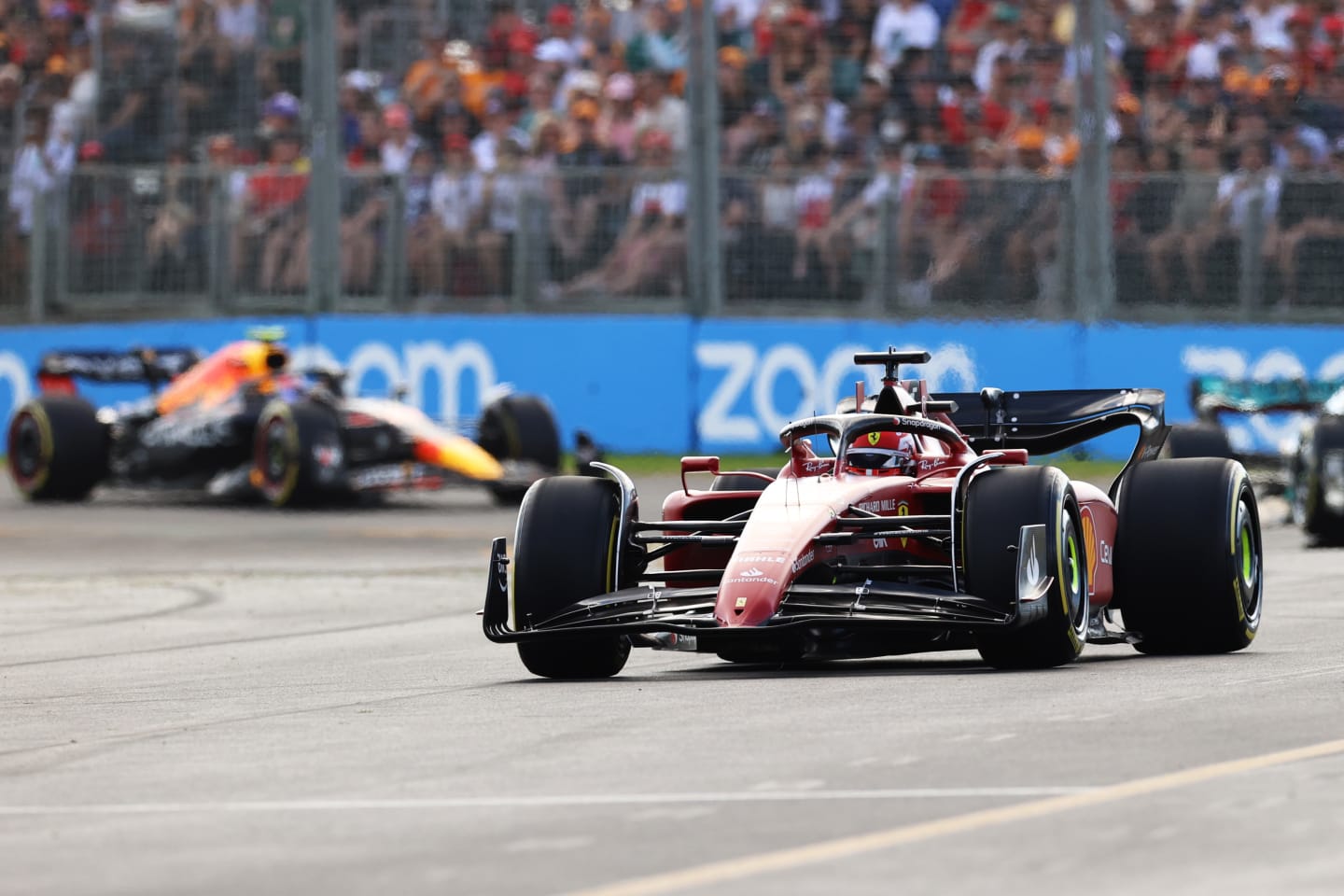 MELBOURNE, AUSTRALIA - APRIL 10: Charles Leclerc of Monaco driving (16) the Ferrari F1-75 on track